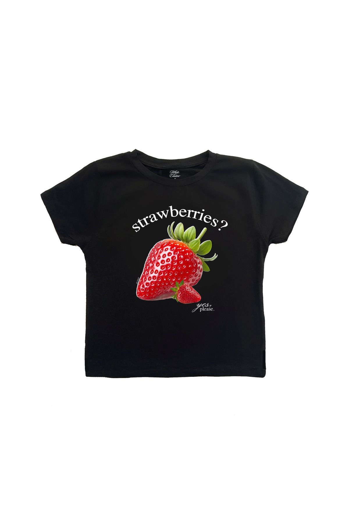 WHITE OF CREATIVE Strawberries Baby Tee Crop Top