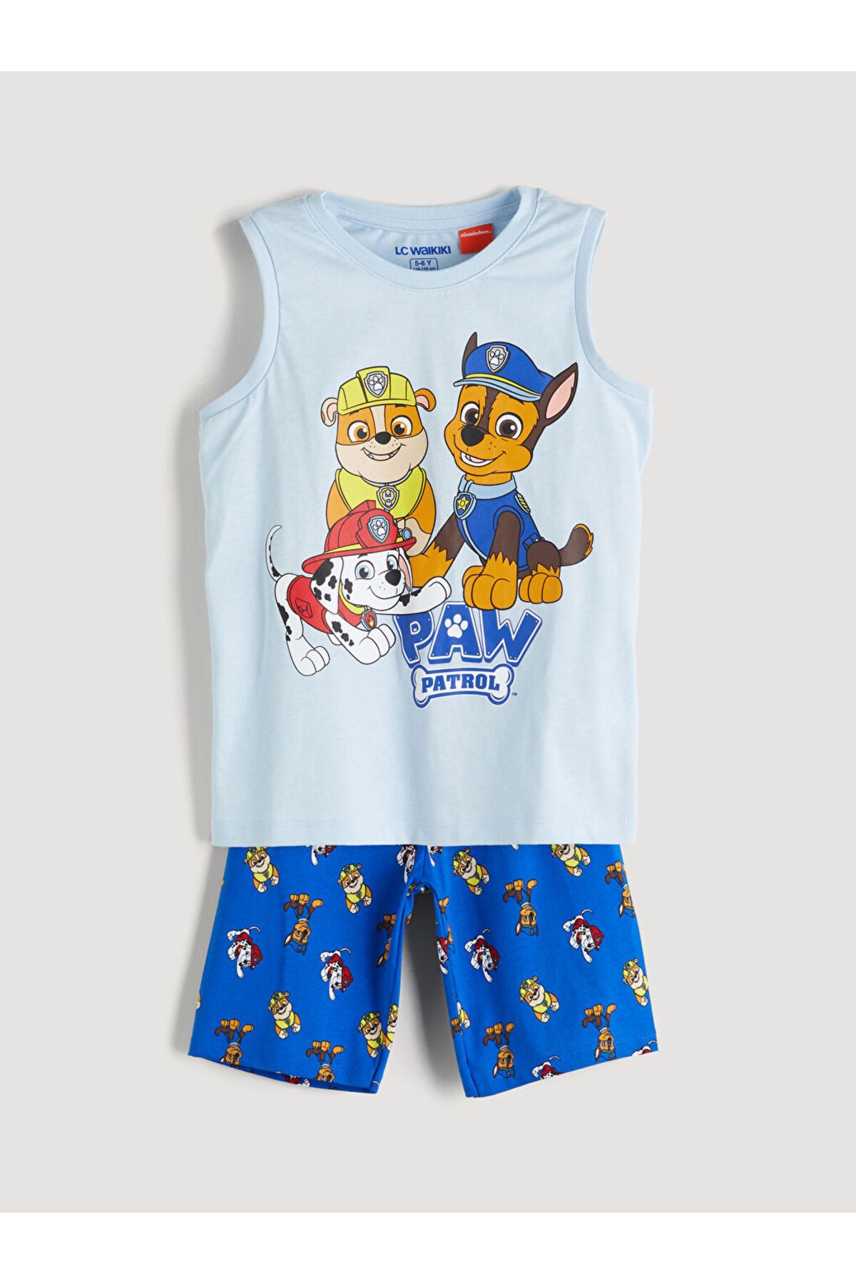 LC Waikiki LCW Kids Mavi Paw Patrol Baskılı Erkek Çocuk Şortlu Pijama Takım