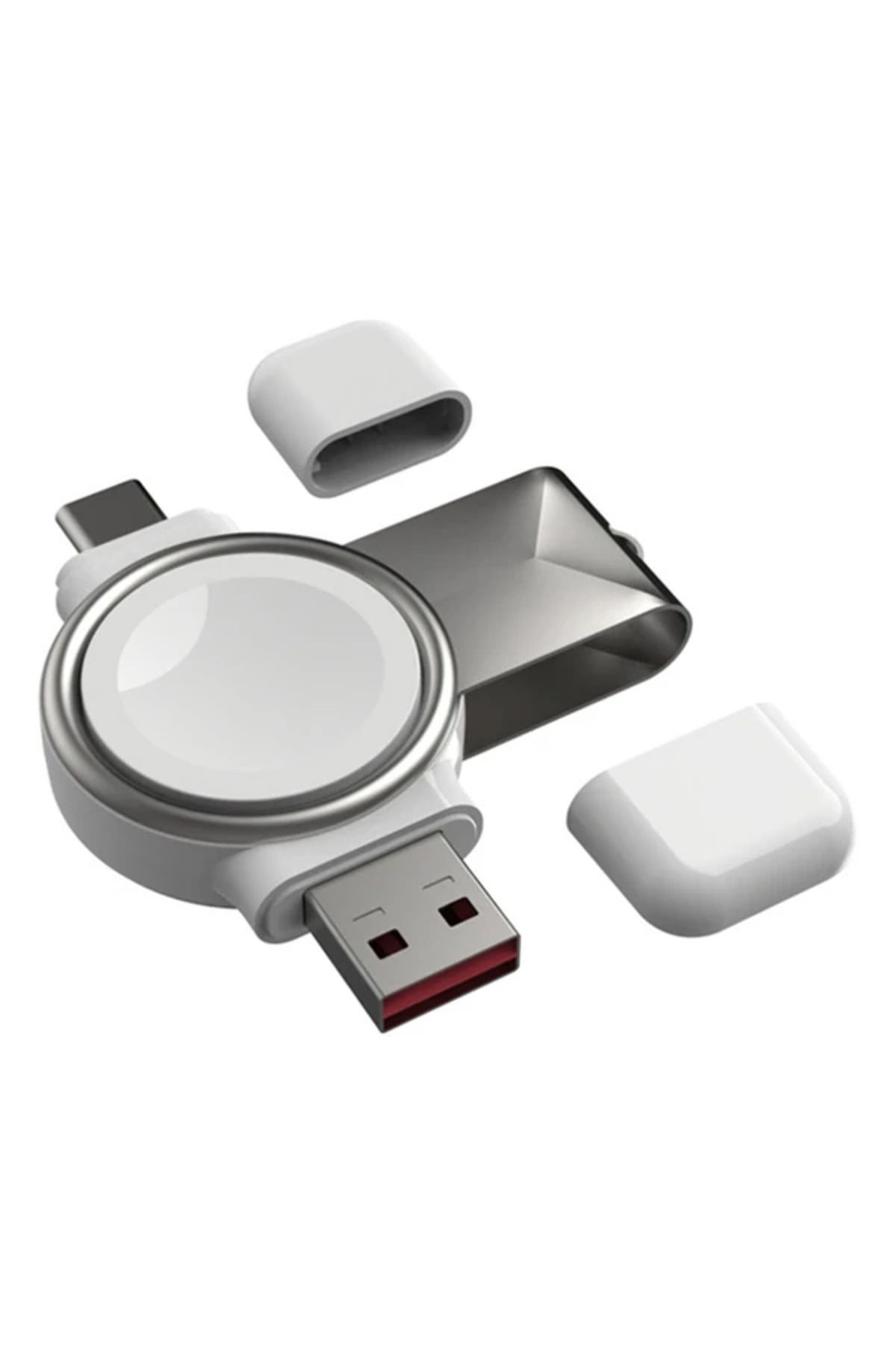 Uyguna Kapında ALLY Apple iWatch İçin Taşınabilir 2 in 1 USB + Type-C Şarj Standı-(5775) - SVU9255-8045
