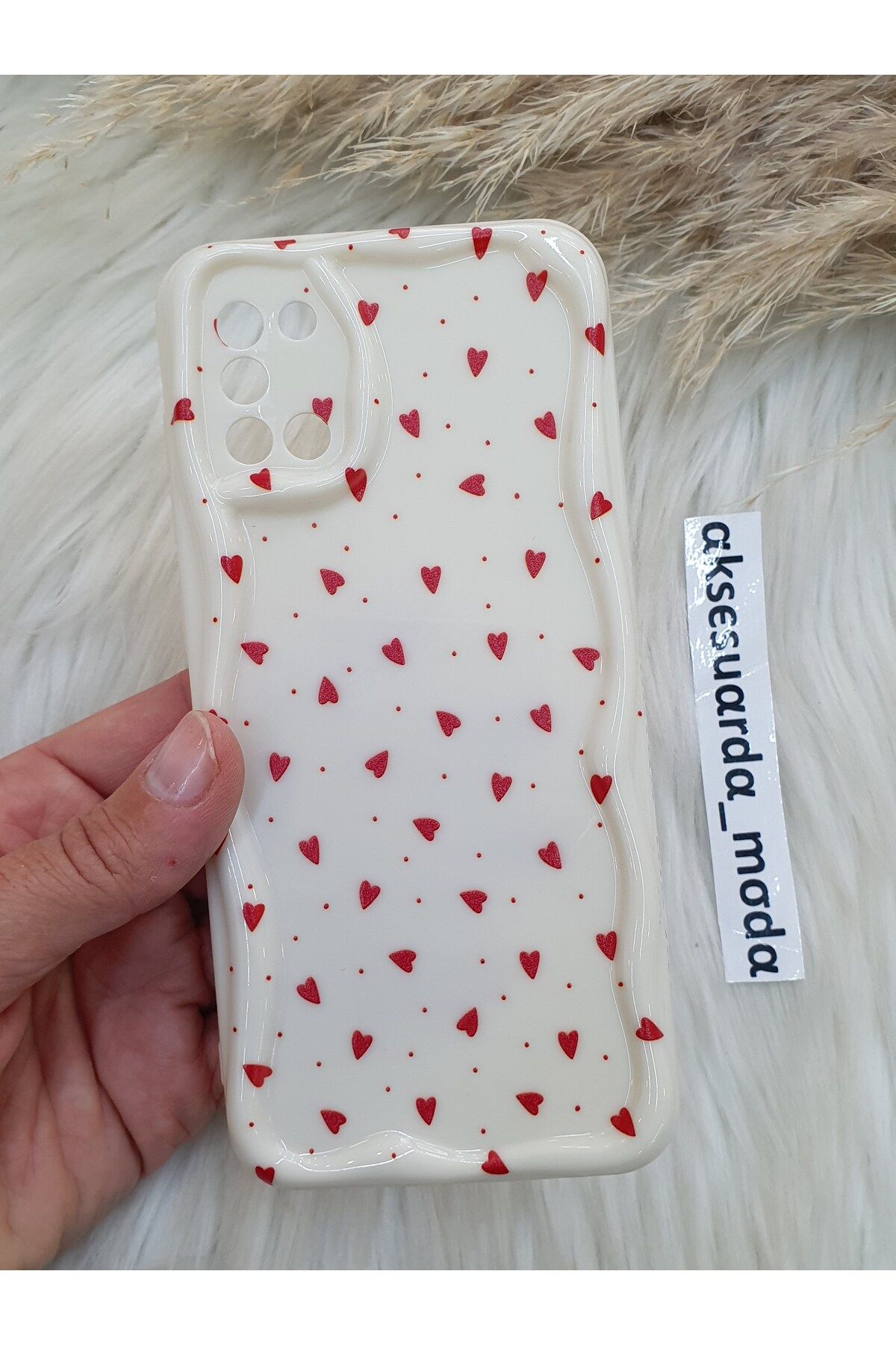 ZB Aksesuarda Moda SAMSUNG GALAXY A31 UYUMLU KIRMIZI KALPLER BASKILI DESENLİ KILIF