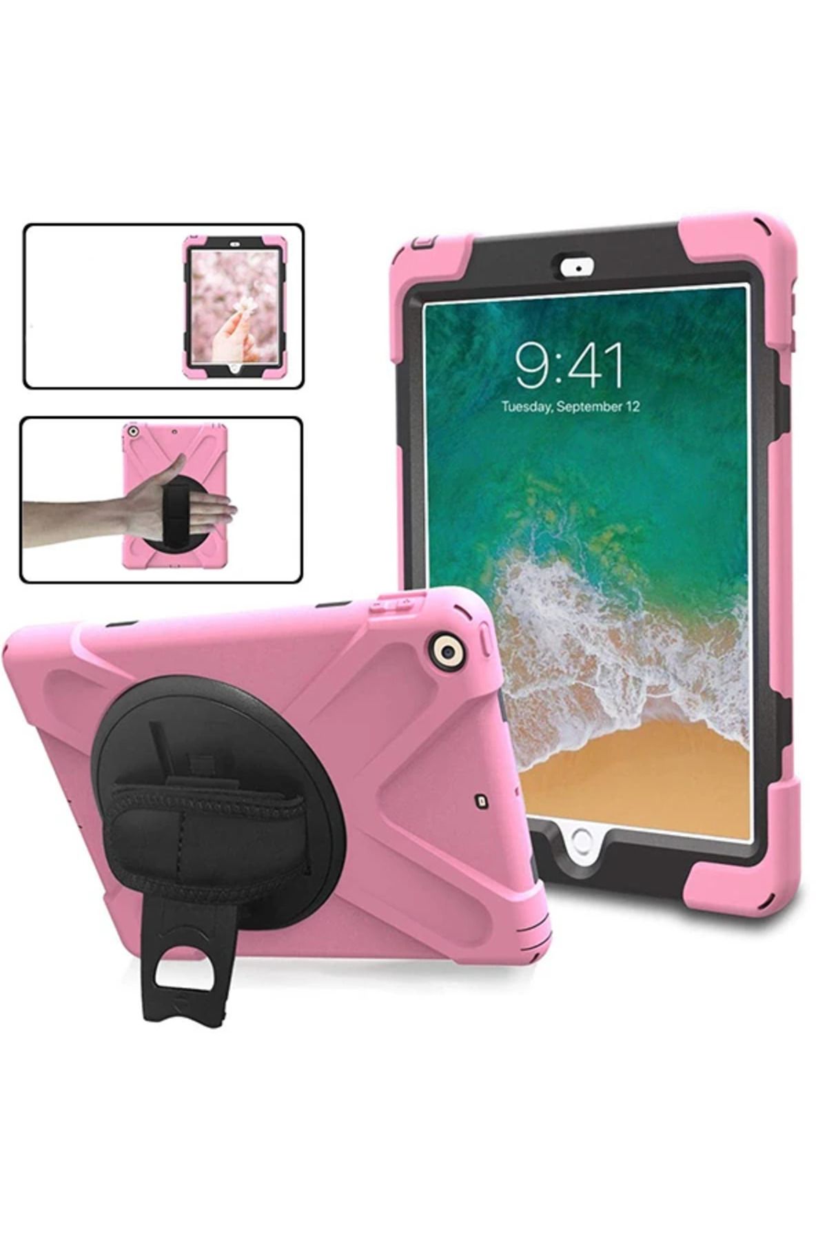 Uyguna Kapında İpad Pro 10.5 3 Katmanlı Standlı Zırh Kılıf/Shockproof Case-(5775) - SVU6147-8838