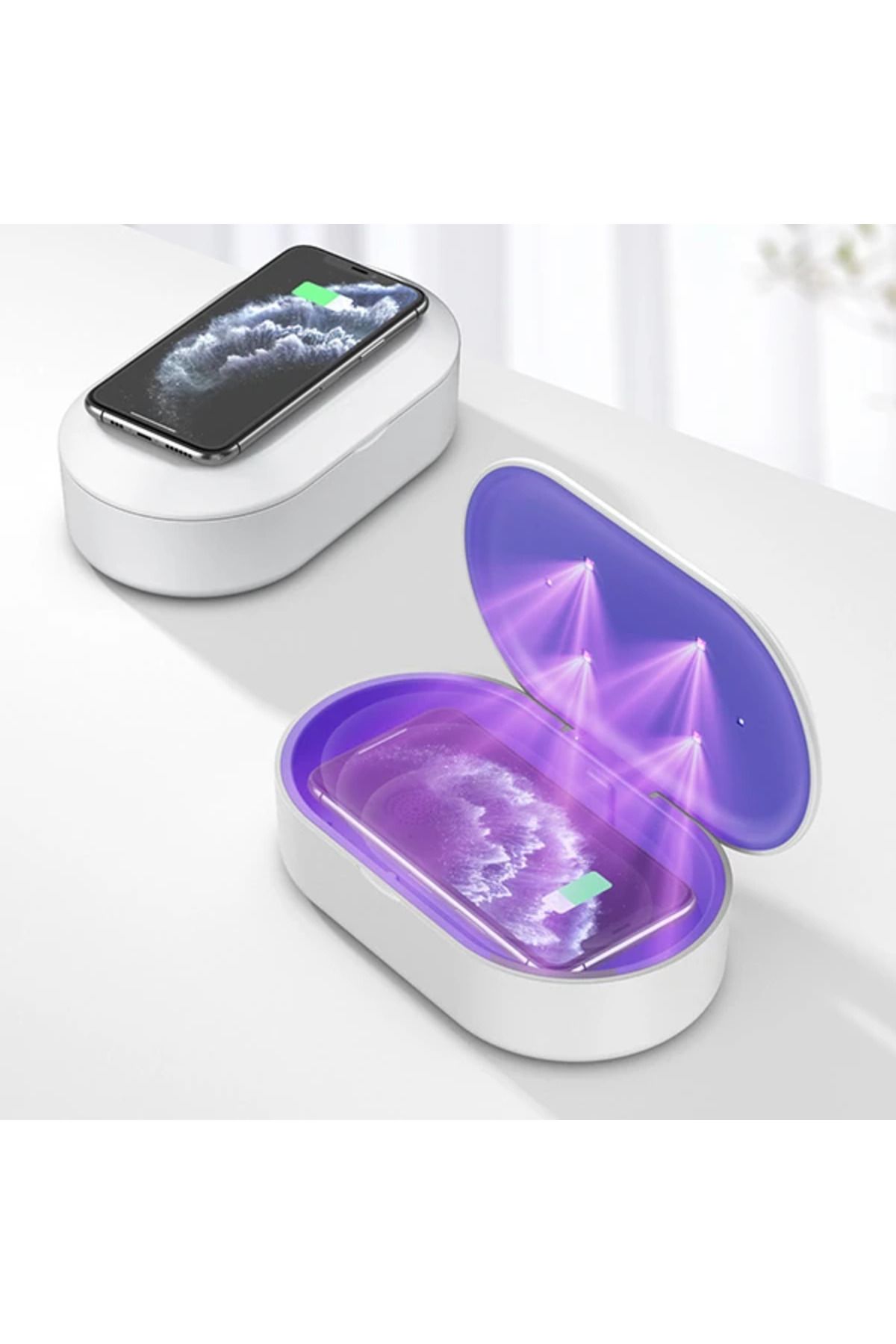 Uyguna Kapında ALLY 15W Hızlı Kablosuz Wireless Şarj+Ultraviyole Sterilizer- Uv box-(5775) - SVU2849-8250