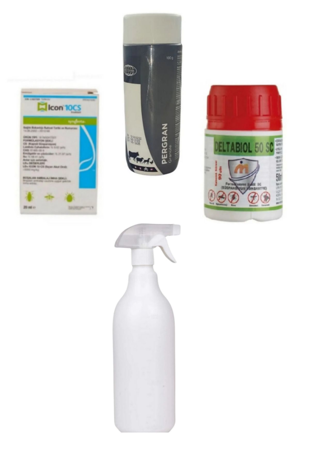 Biyoteknik Tavuk Biti İlaçlama Seti/Icon 20ML/Pergran 100GR/Dbiol 50ML/1LT Uygulama Spreyi