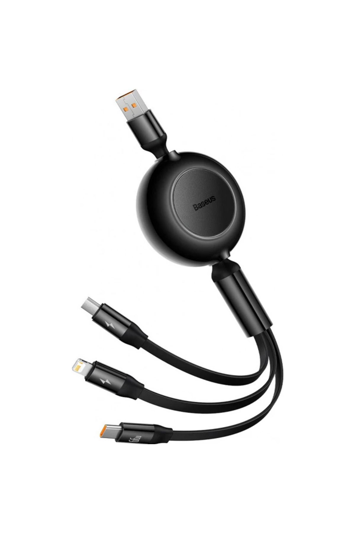 mudikonsept 66W Makaralı 3in1 Type-C + Lightning + Micro USB Kablo Hızlı Şarj Kablosu-(5775) - MDE8577-3824