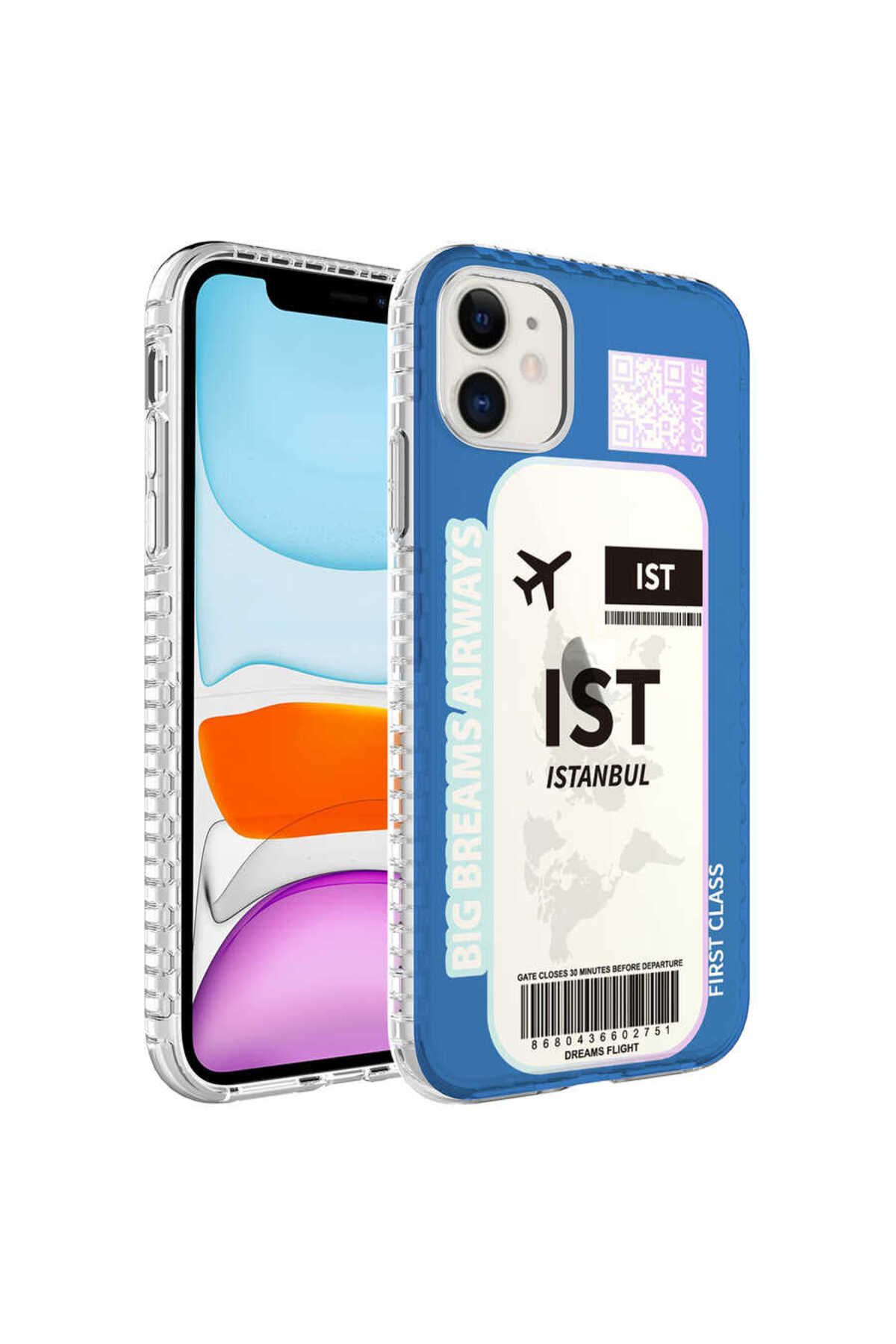 halkhouse Apple iPhone 11 Kılıf Airbag Kenarlı Renkli Desenli Silikon Sert Elegans Kapak