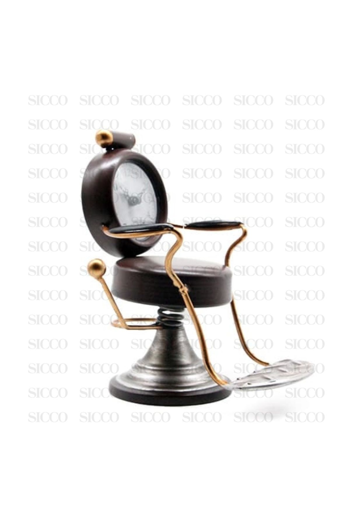 SİCCO Sicco - Vintage Koltuk Tasarımlı Metal Masa Saati - 21,5 cm Dekoratif Saat