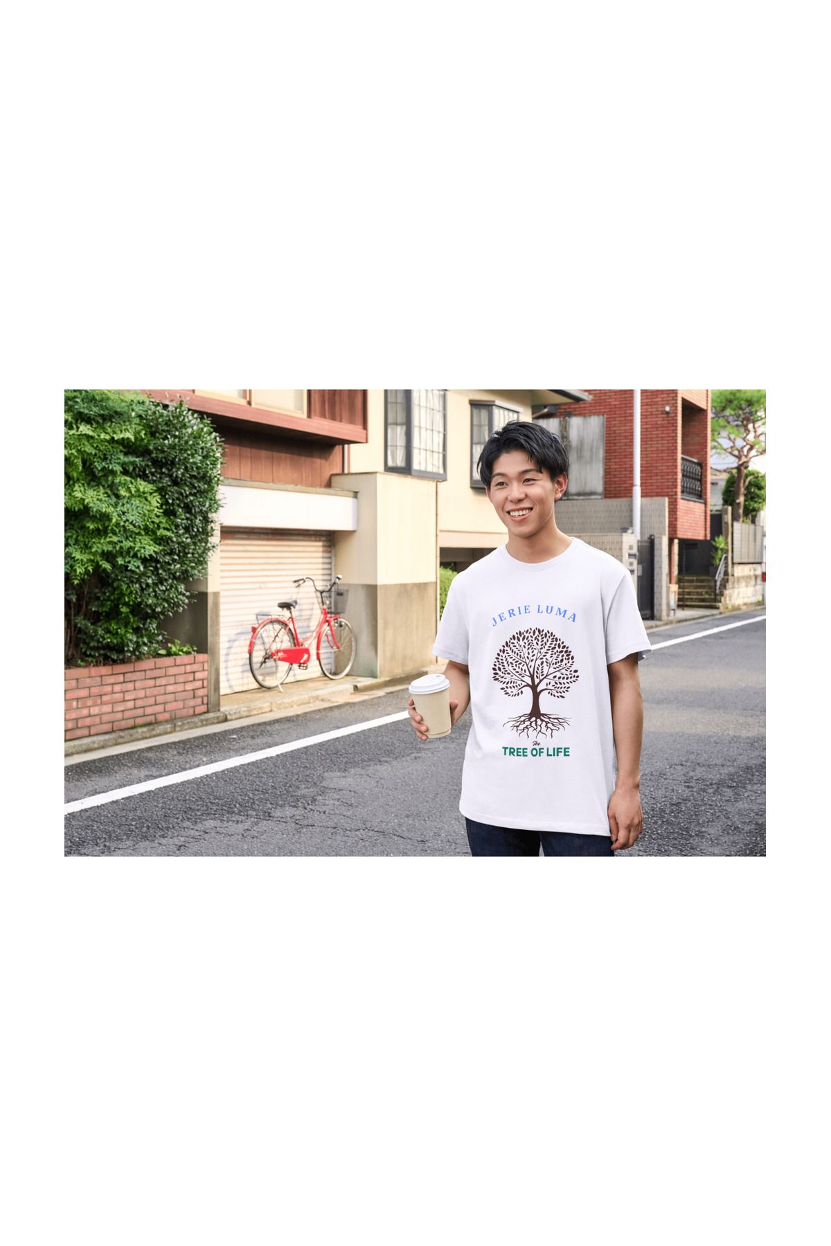 Jerie Luma Unisex %100 Pamuk Regular Hayat Ağacı Desen T-Shirt