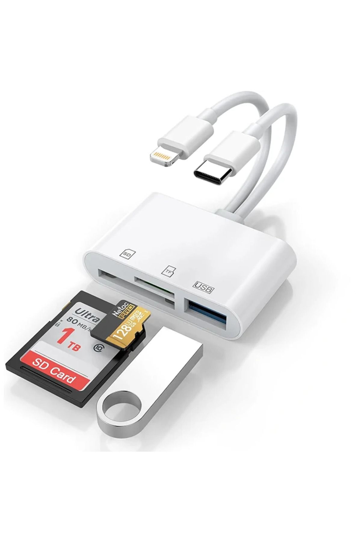 Notcraft ALLY NK-103PRO Type-c/Lightning to SD-TF Kart Çevirici USB Kamera Okuyucu Adaptör- - NOTFRAFT2057