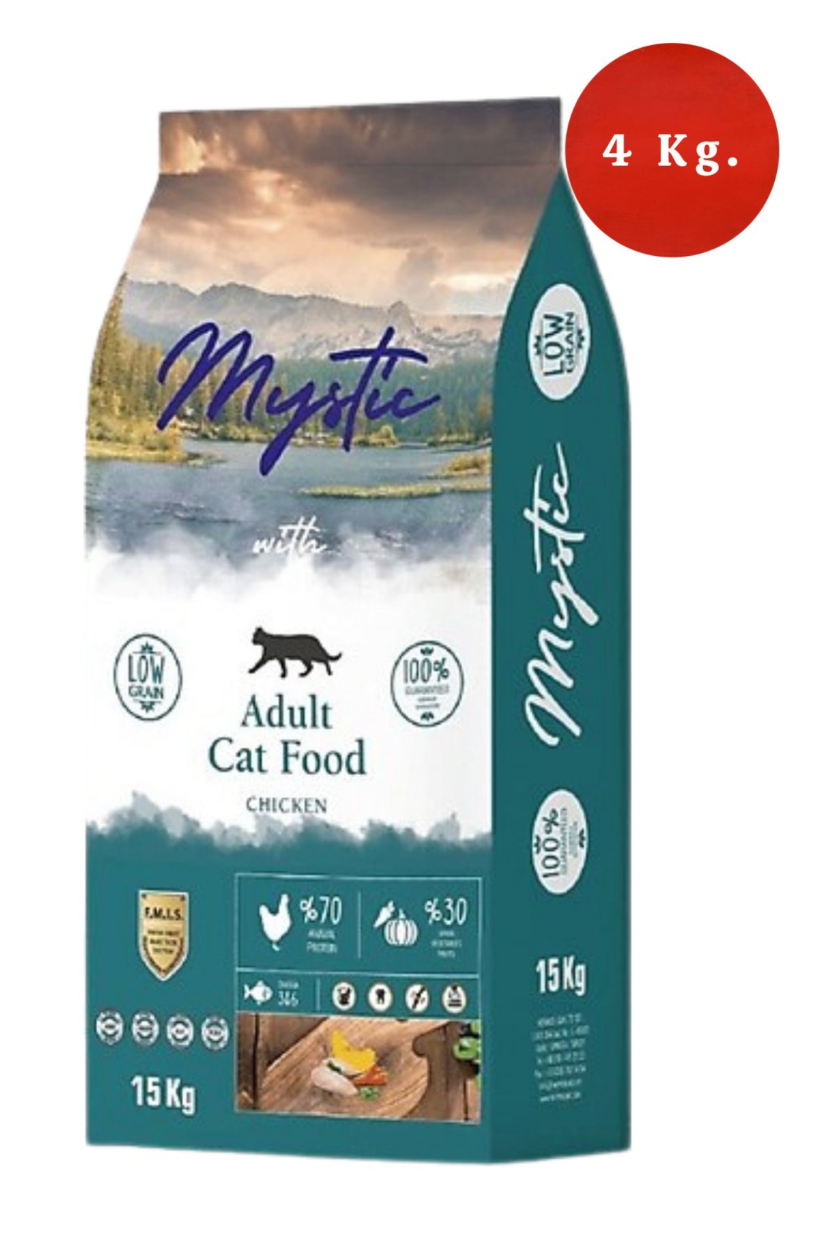Mystic Tavuklu Yetişkin Kedi Maması 4 Kg. Paket Tüy Sağlığı, Sindirim ve Bağışıklık Desteği