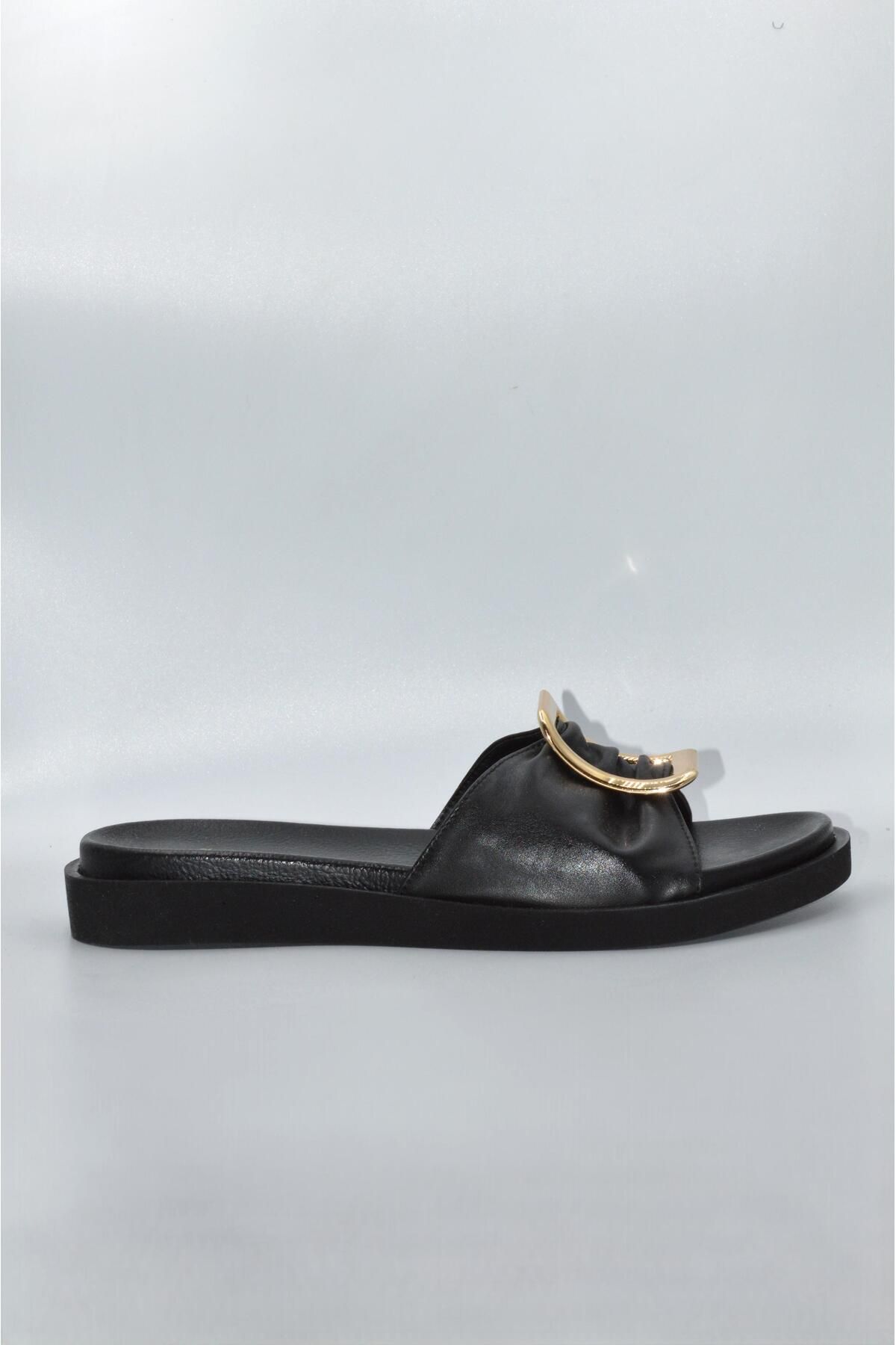 Biocomfort Kadın Şık Tokalı Siyah Günlük Moda Terlik
