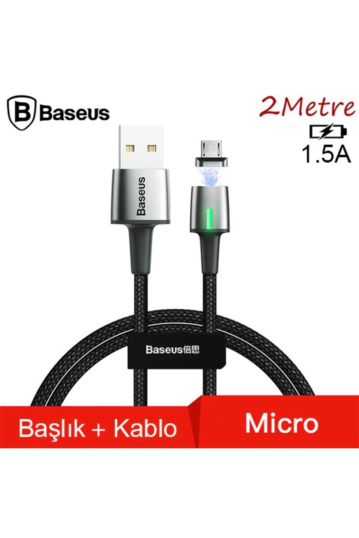 mudikonsept Zinc Magnetic Usb Kablo Şarj Android Mikro Başlık 2Metre 1.5A-(5775) - MDE9777-4846