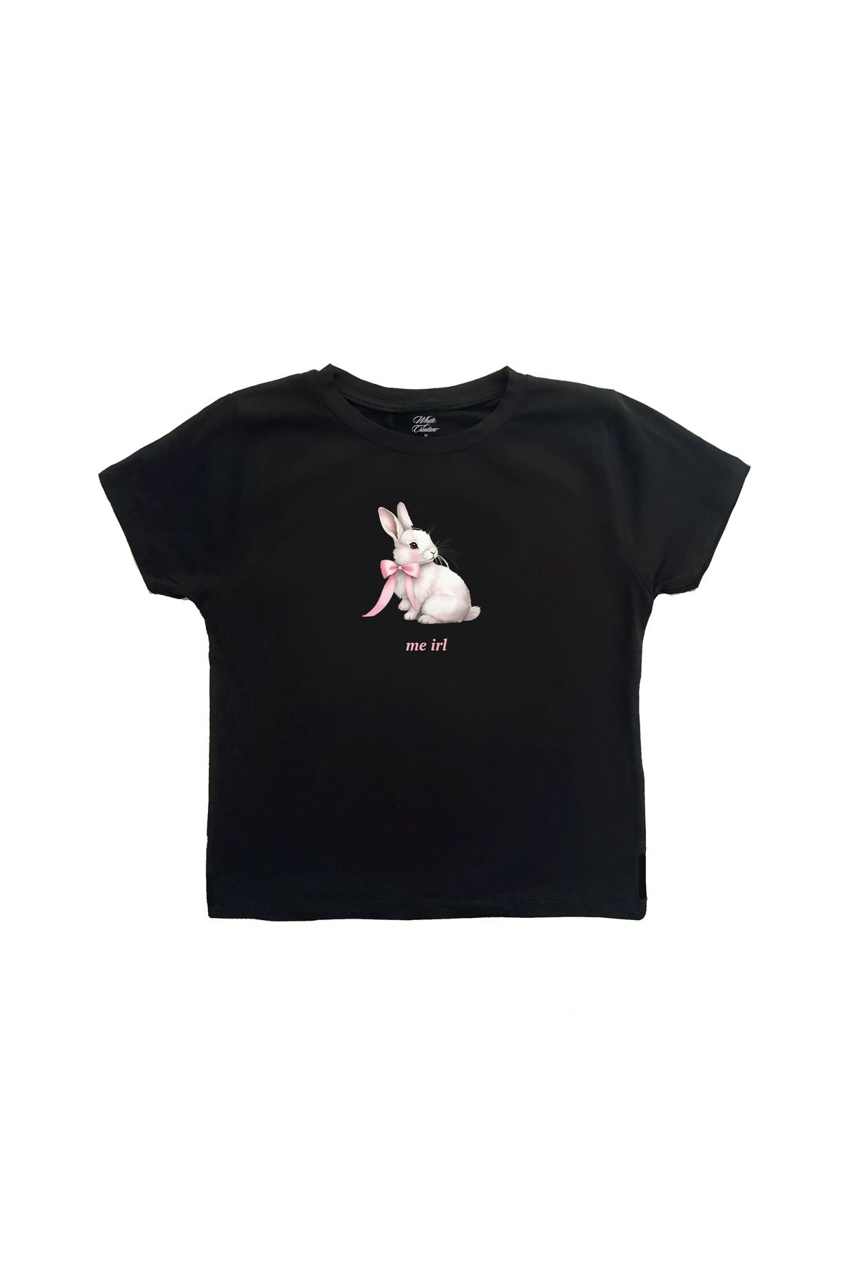 WHITE OF CREATIVE Bunnies Baby Tee Crop Top