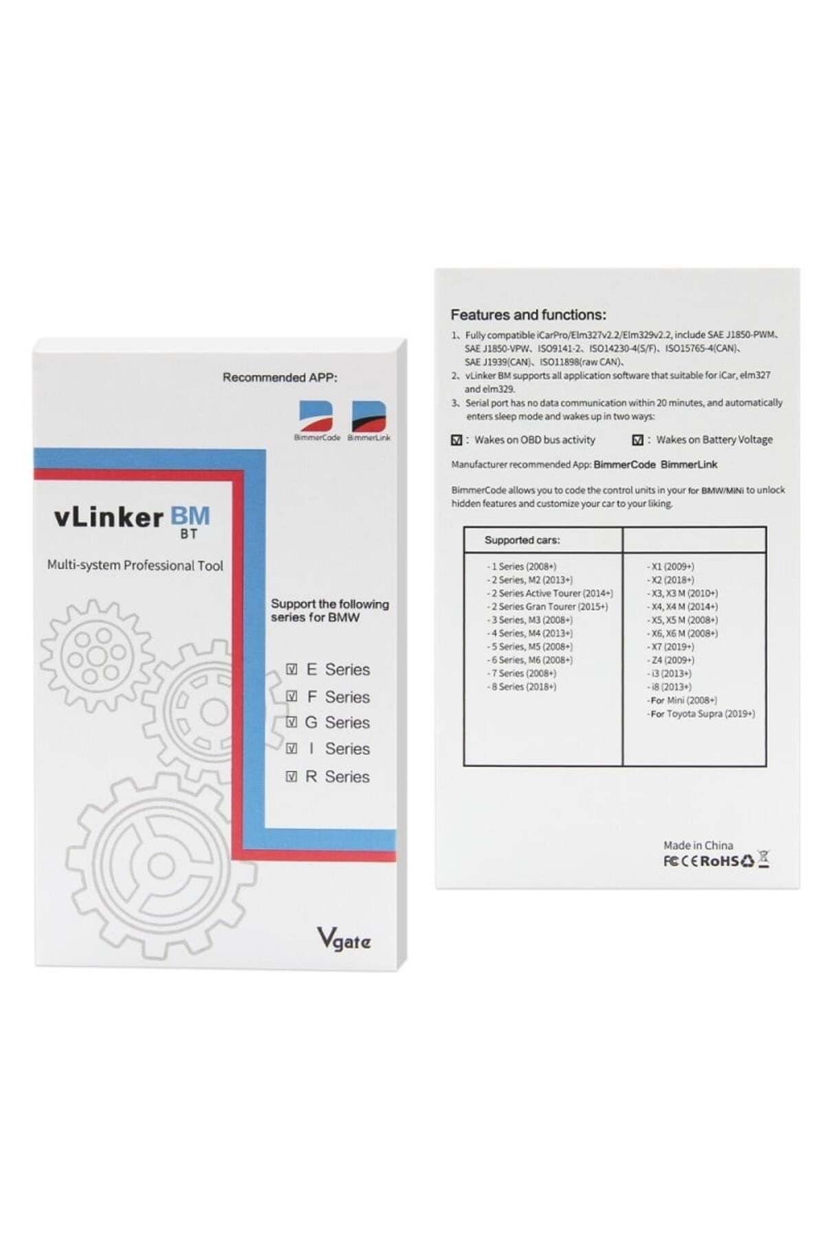 VLİNKER-Vgate VLinker BM Diagnosis, BMW, BimmerCode, Resets, Live Data, DPF Regeneration, Flaps Control, ASD 10