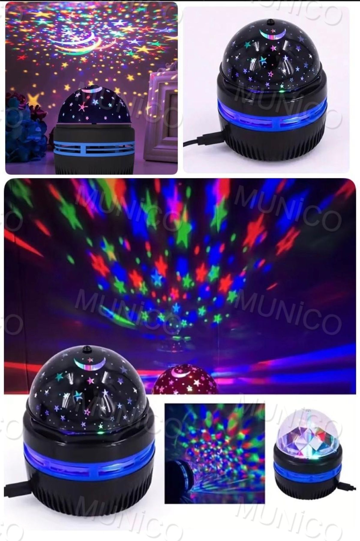Munico Mini Evde Parti Mini Dj Topu Lambası Rgb Karma Renkli Masa ve Yatak Ucu Gece Lambası Aydınlatma Led