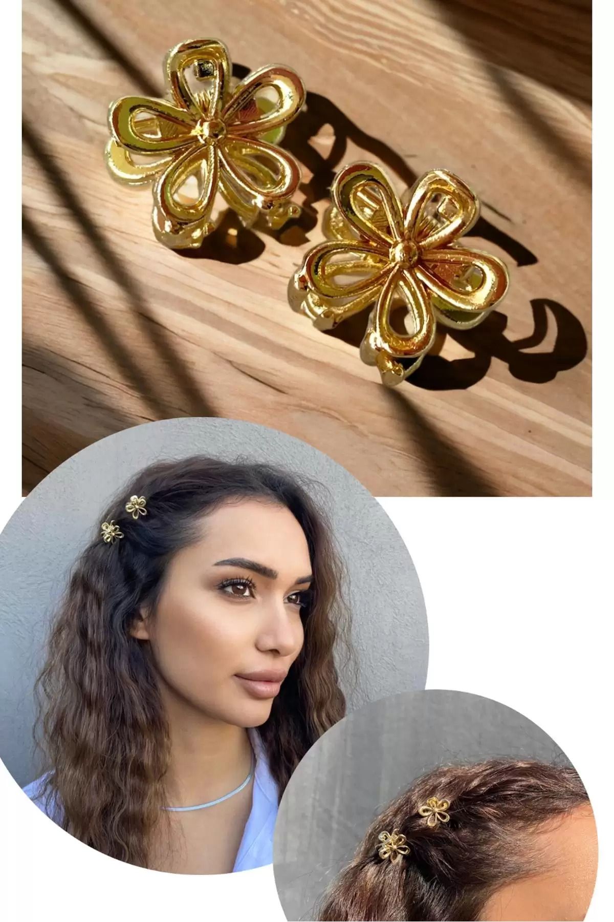 TAYEM 2'li Mandal Toka, Küçük Çiçek Figürlü, Altın Renk
