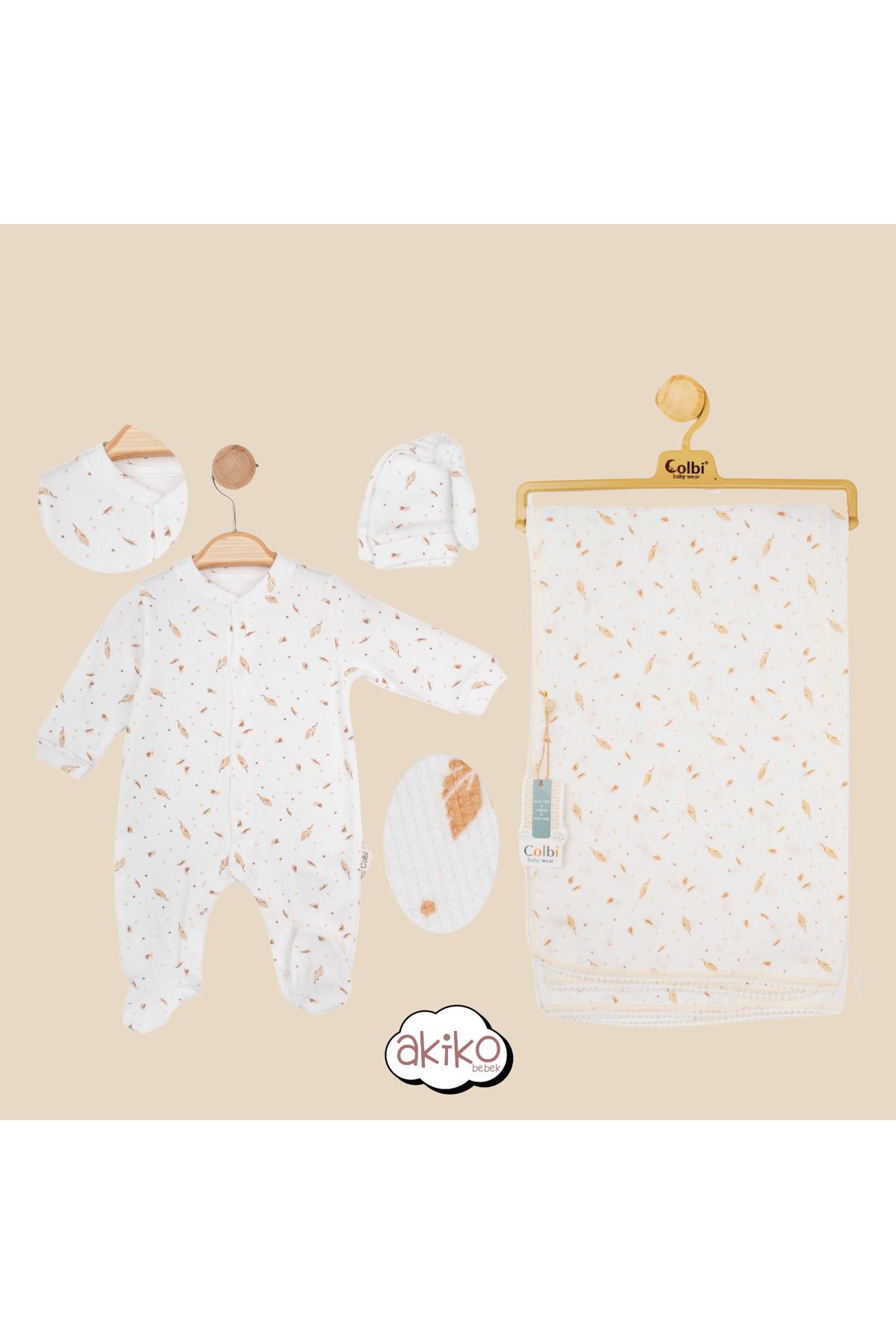 colbi baby Önden Çıtçıtlı Bebek Tulum Müslin Battaniye