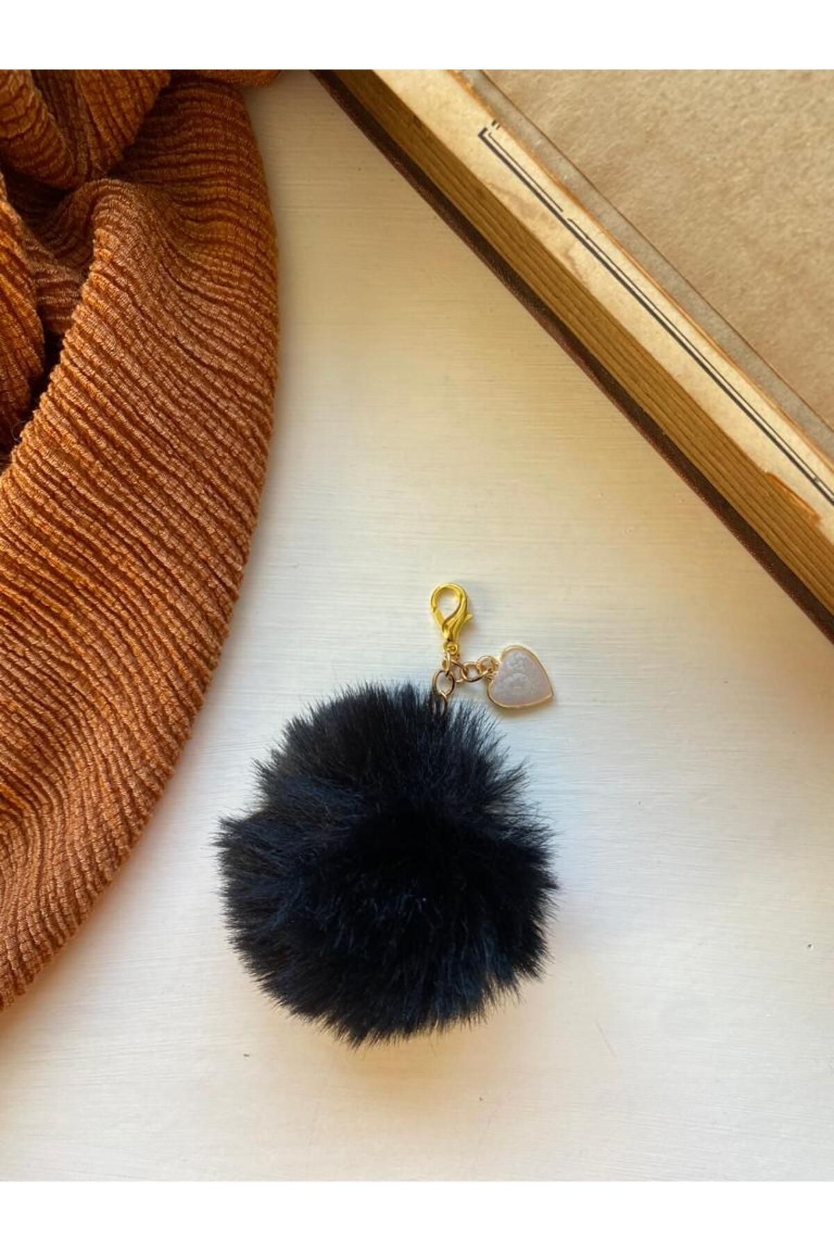 Cisemco-Heart Themed Plush Keychain with Pompom Figure 3