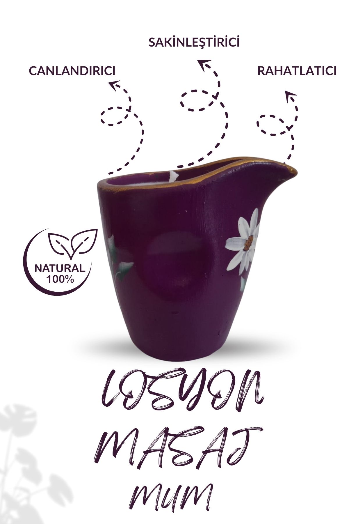 mz mazalinda Losyon Mum Doğal Losyon Masaj Mumu Rahatlatıcı Sakinleştirici Aromaterapi Losyon Çiçekli Mum 100ml