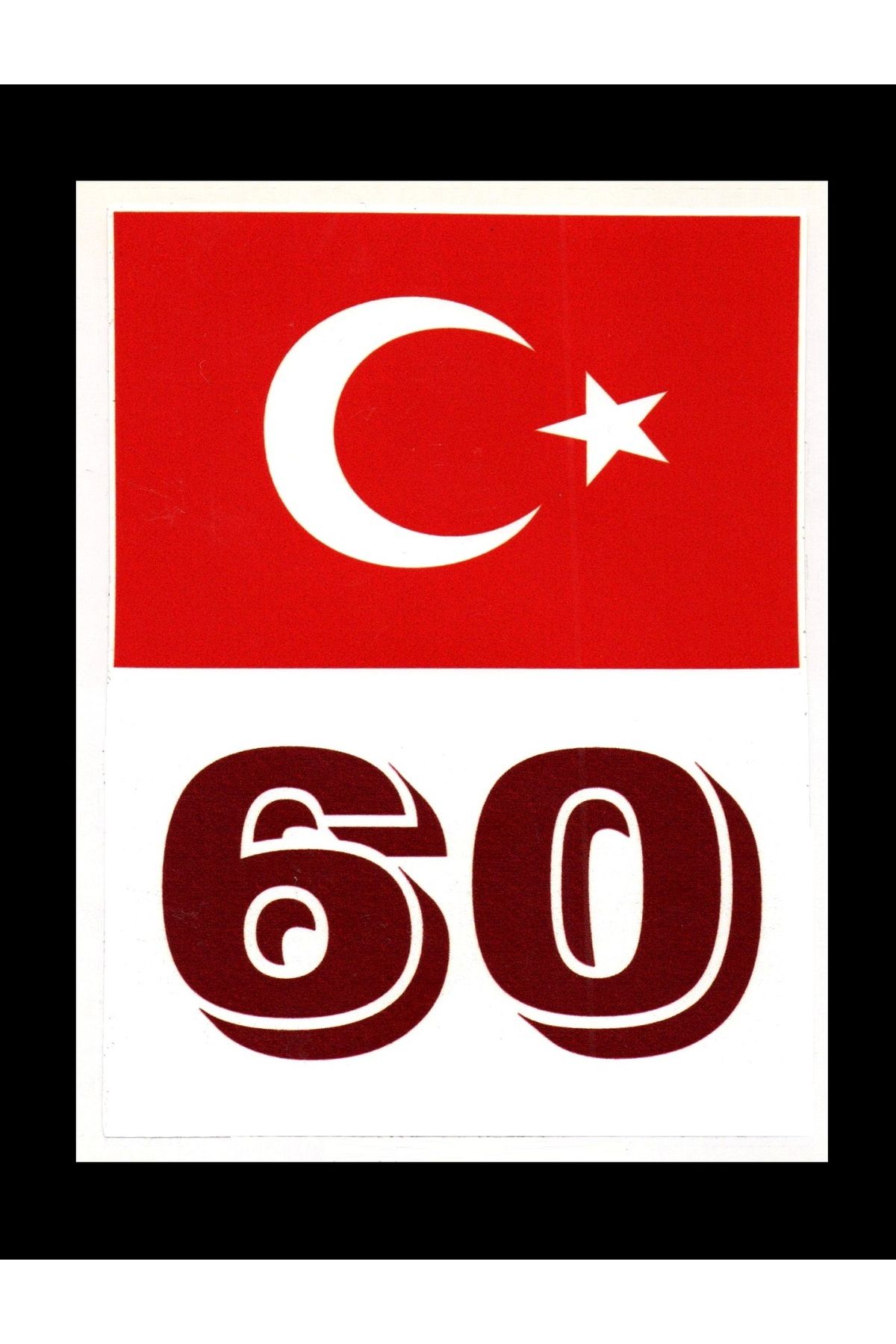 BsElektronik Türkiye Bayraklı Tokat 60 Plaka Kodu Ön Cam Sticker