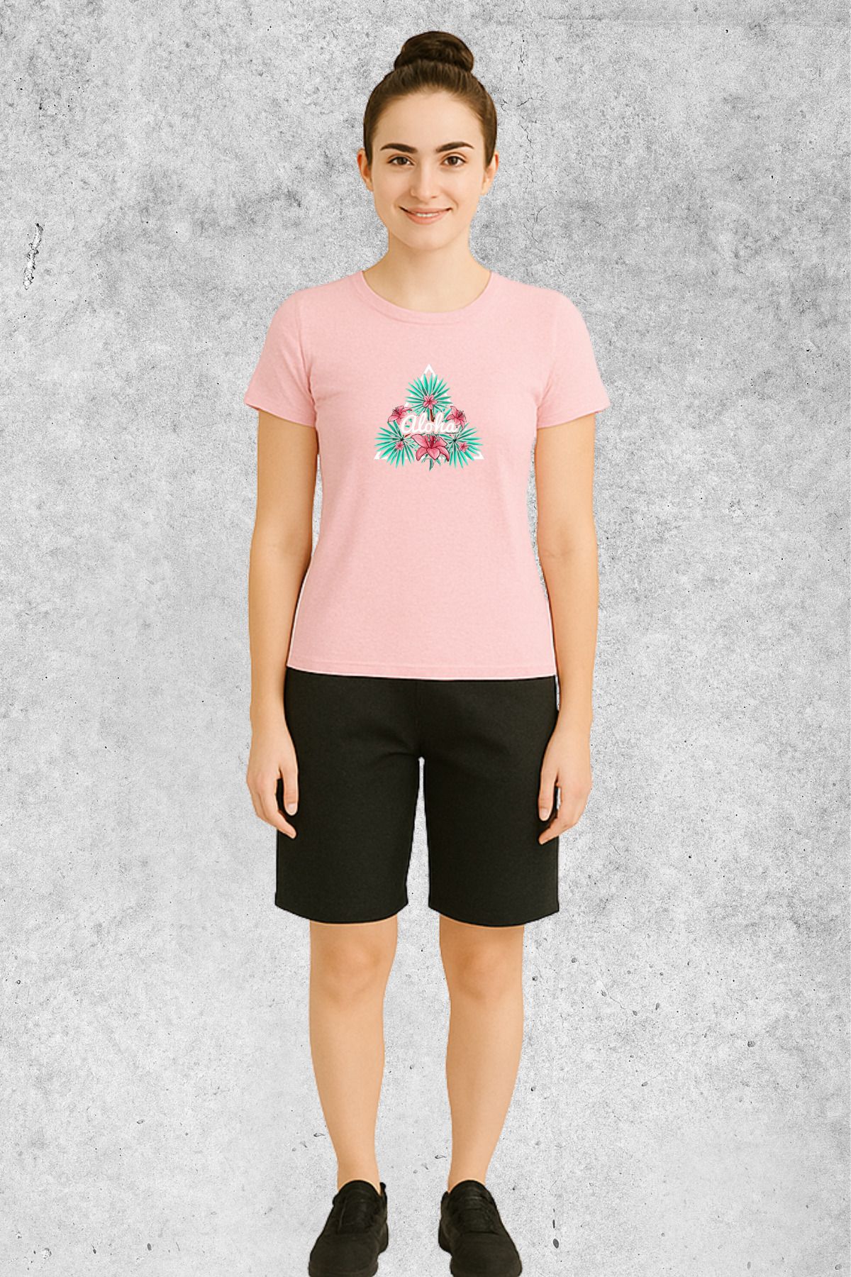 MOLICO BASİC unisex sıfır yaka kısa kollu ALOHA baskılı TSHİRT