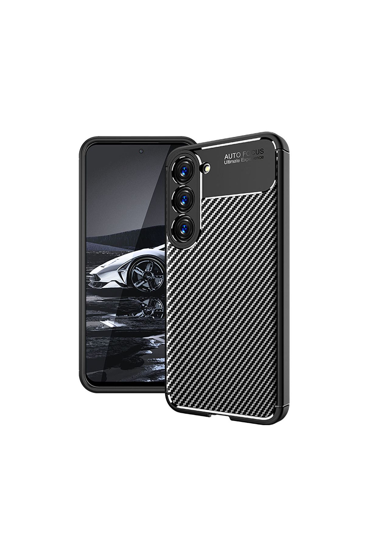 Ehr. Samsung Galaxy S23 Uyumlu Kamera Korumalı Darbe Önleyici Carbon Brushed Silikon Kılıf