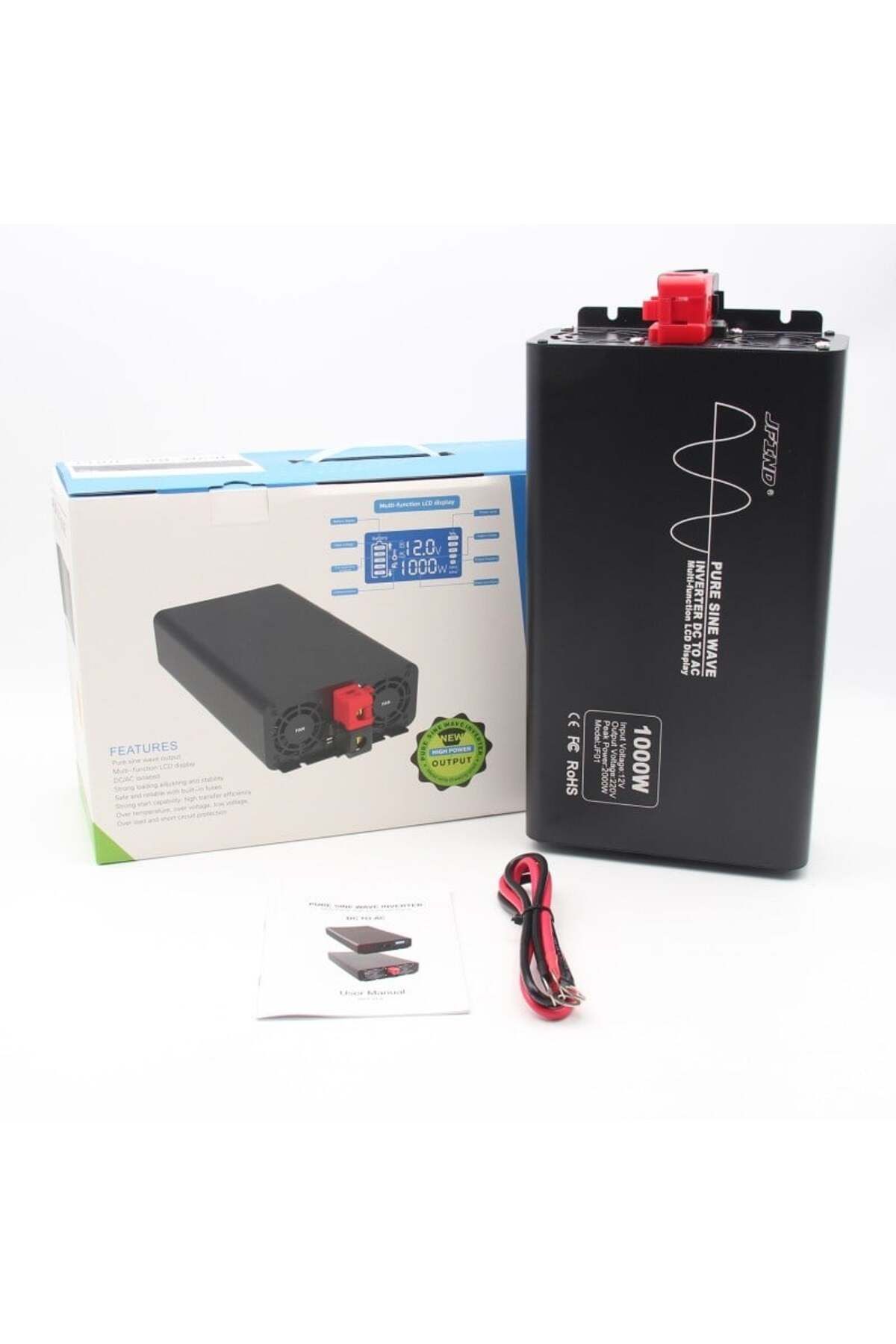 TECHSTAR-® Pure Sine Wave Power Inverter, Dc 12v To Ac 220v, Lcd Display, 1000w, Suitable For Caravan 7