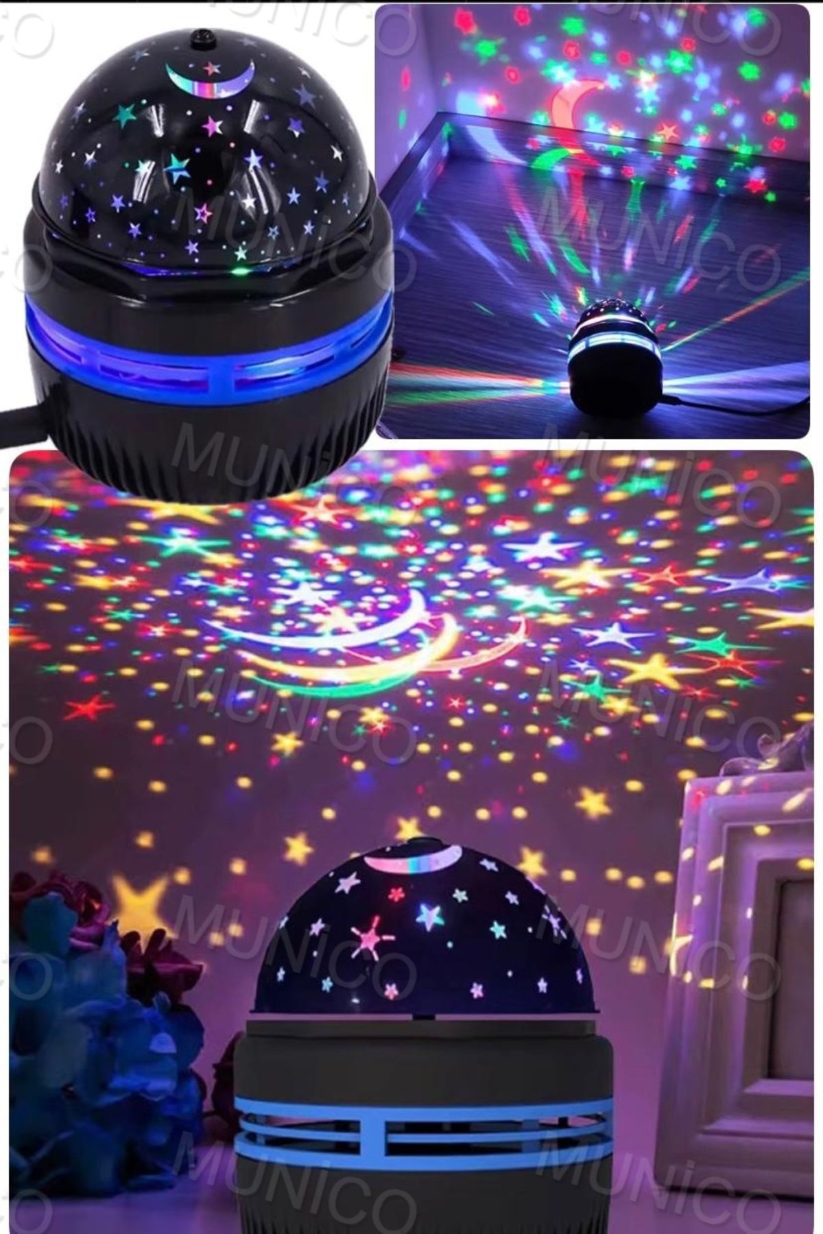 Munico Gece Lambası Projektör Çekici Büyük Projeksiyon Alanı Enerji Tasarruflu Disko Sahne Işığı LED Rgb