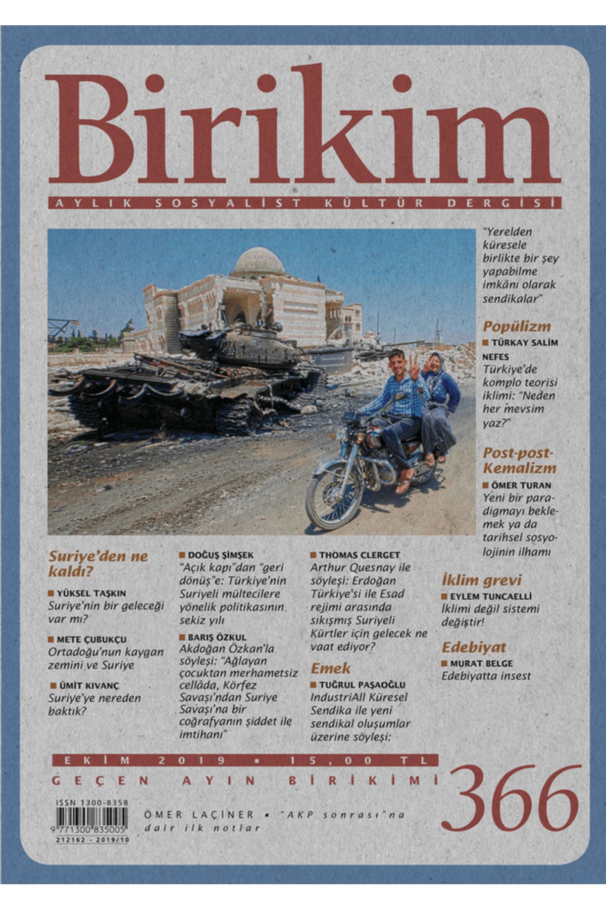 Birikim Yayınları Birikim Aylık Sosyalist Kültür Dergisi Sayı: 366 Ekim 2019