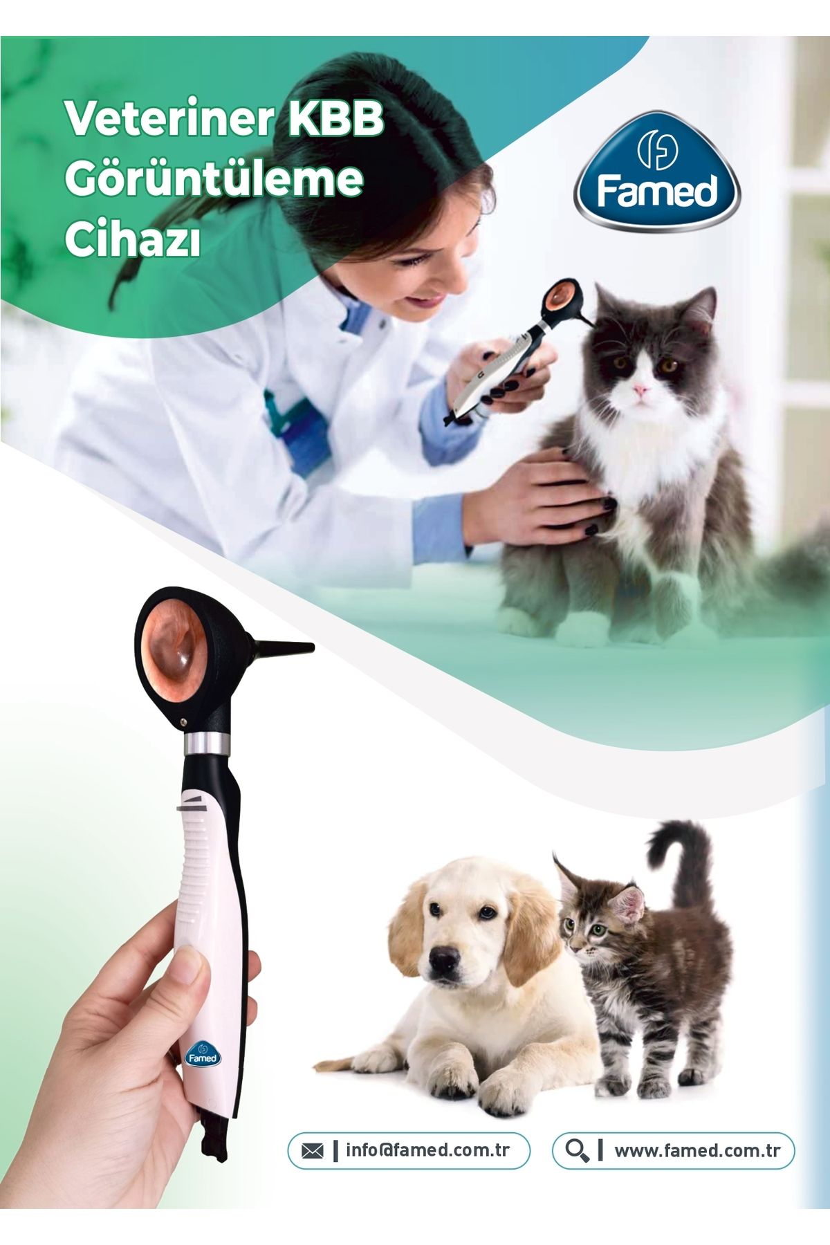 Famed KEDİ KÖPEK İÇİN VİDEO OTOSKOP CİHAZI EKRANLI ŞARZLI