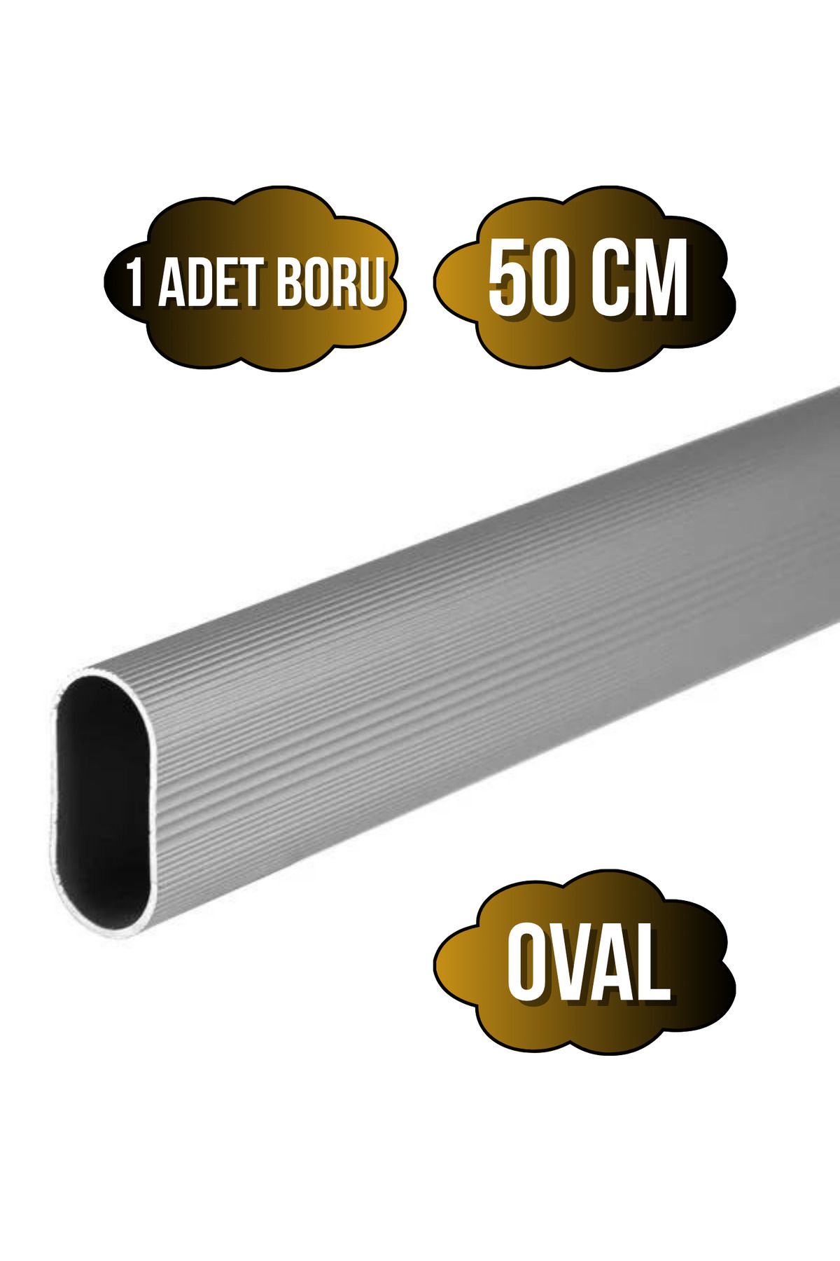DSYapıAksesuar Alüminyum Oval Askı Borusu Mobilya Askı Borusu(ALÜMİNYUM)(OVAL)(50CM)(1 ADET)(EN:15MM BOY:25MM)