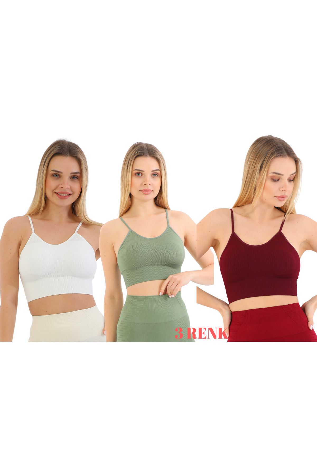 murays form angel 3 lü kadın ip askılı pedli crop büstiyer