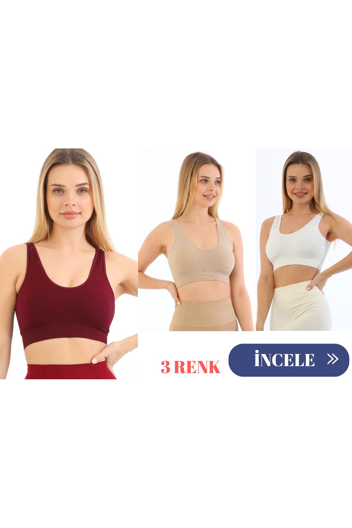 murays form angel 3 lü kadın kalın askılı pedli crop büstiyer