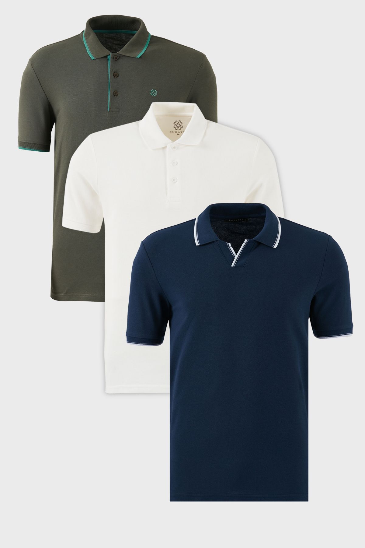 Buratti Pamuklu Regular Fit 3'lü Paket Polo Yaka T Shirt Erkek POLO YAKA T SHİRT 59029641827S3