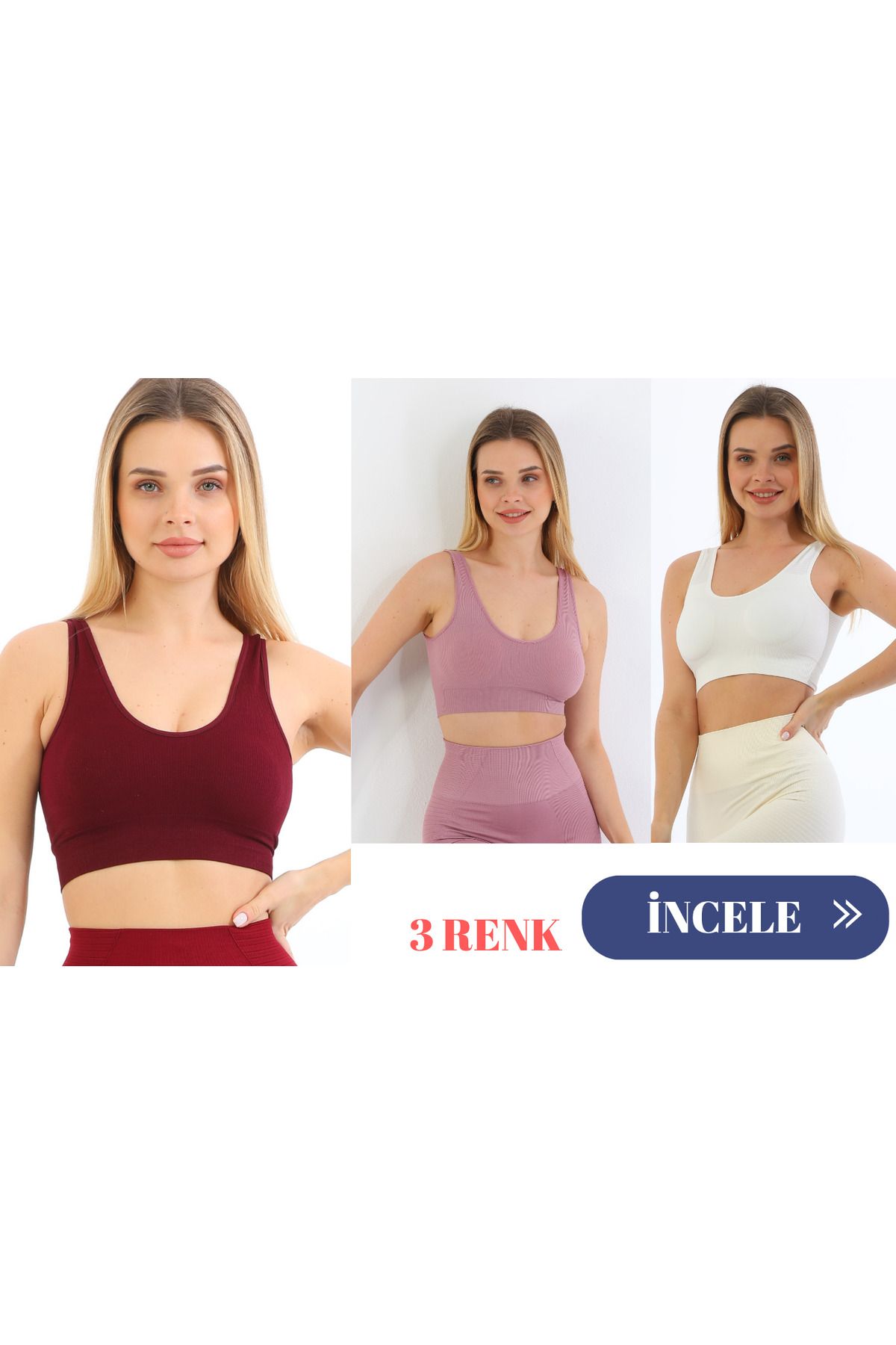 murays form angel 3 lü kadın kalın askılı pedli crop büstiyer