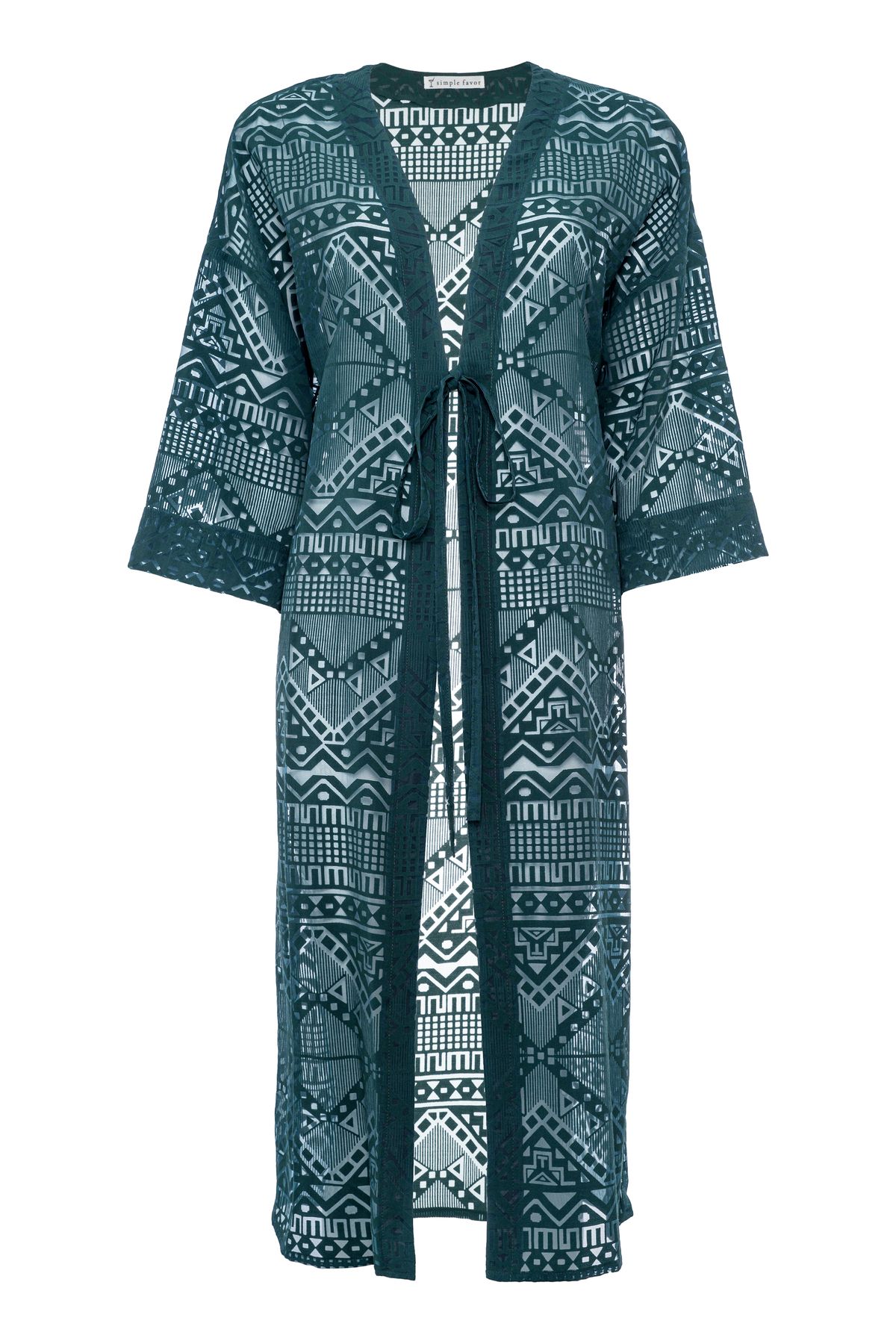Simple Favor Desenli Uzun Kimono