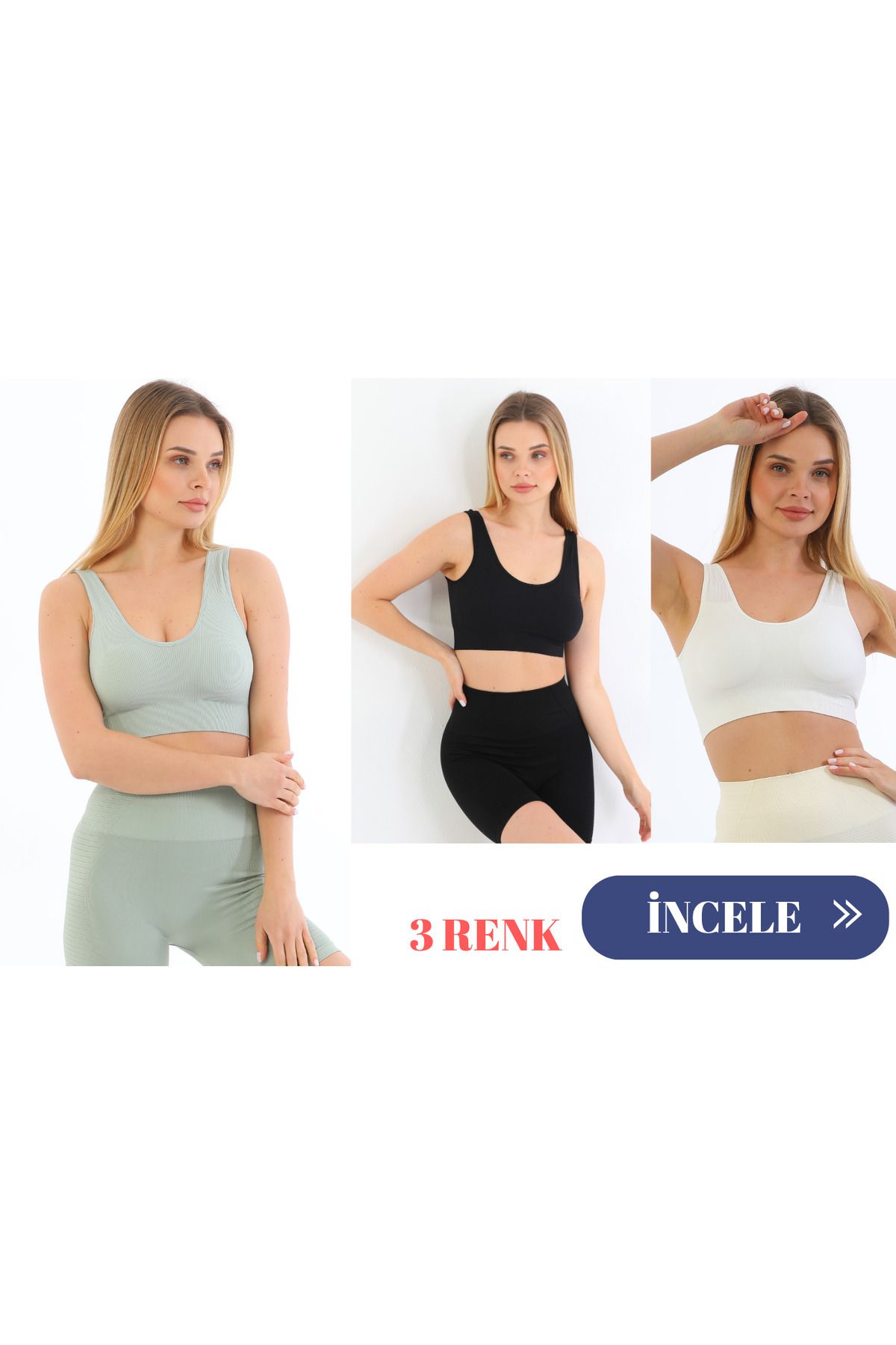 murays form angel 3 lü kadın kalın askılı pedli crop büstiyer