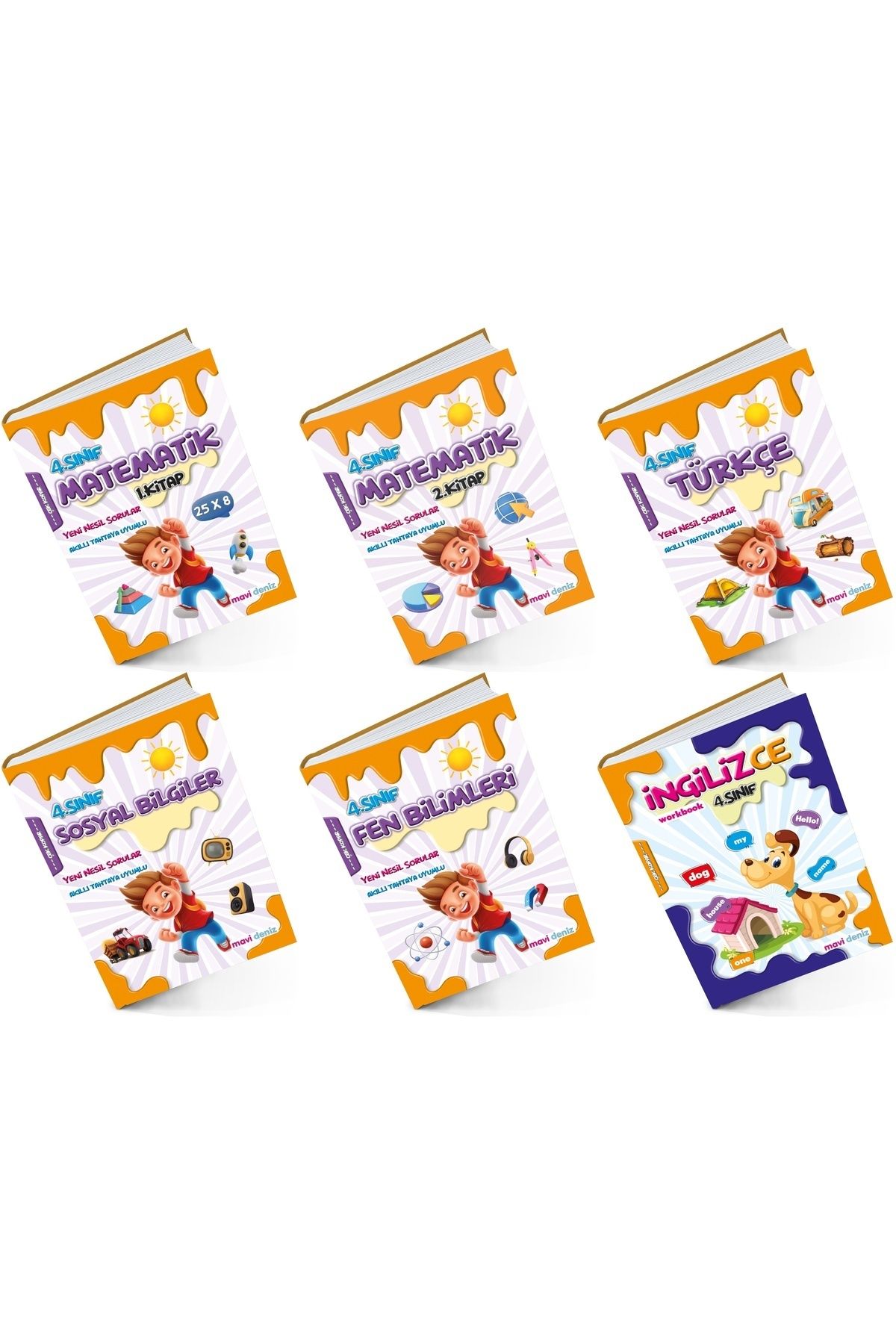 Mavi Deniz Yayınları Mavi Deniz 4. Sınıf Matematik + Türkçe + Sosyal + Fen + İngilizce Seti Tam Set
