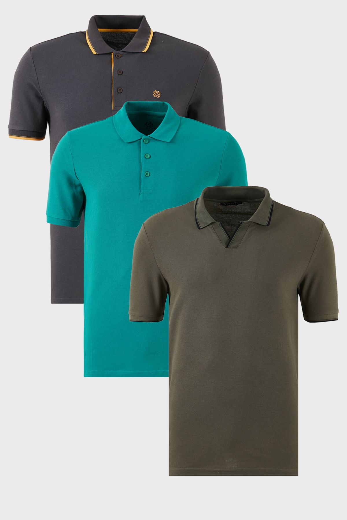 Buratti Pamuklu Regular Fit 3'lü Paket Polo Yaka T Shirt Erkek POLO YAKA T SHİRT 59029641827S3