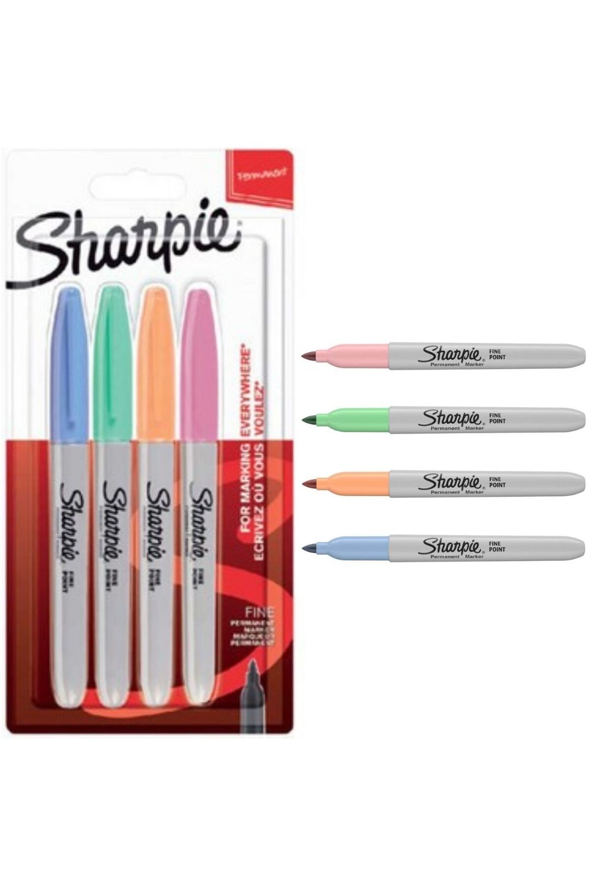 Sharpie Permanent Markör 4'lü Set Her Yüzeye Uygun Opak