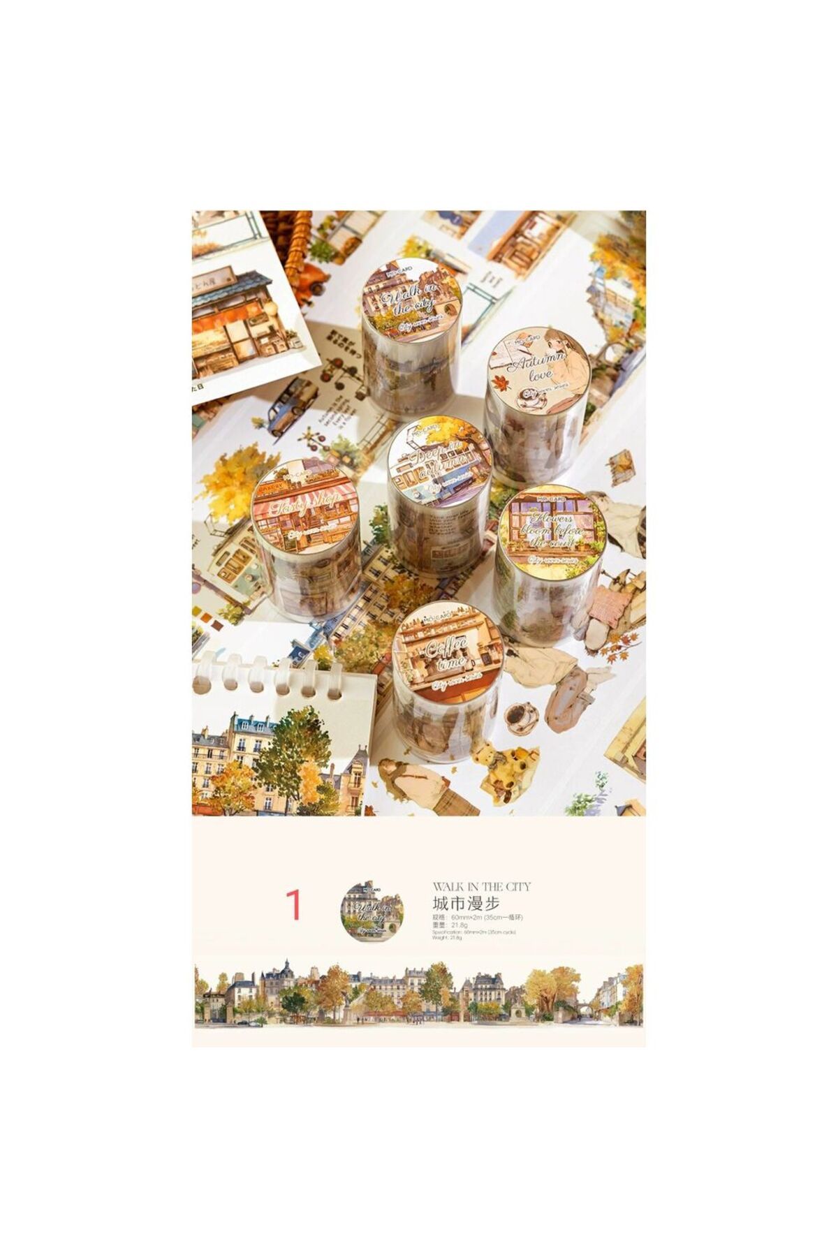 İthal G3-2m son bahar temalı PET Tape - Numara : 2