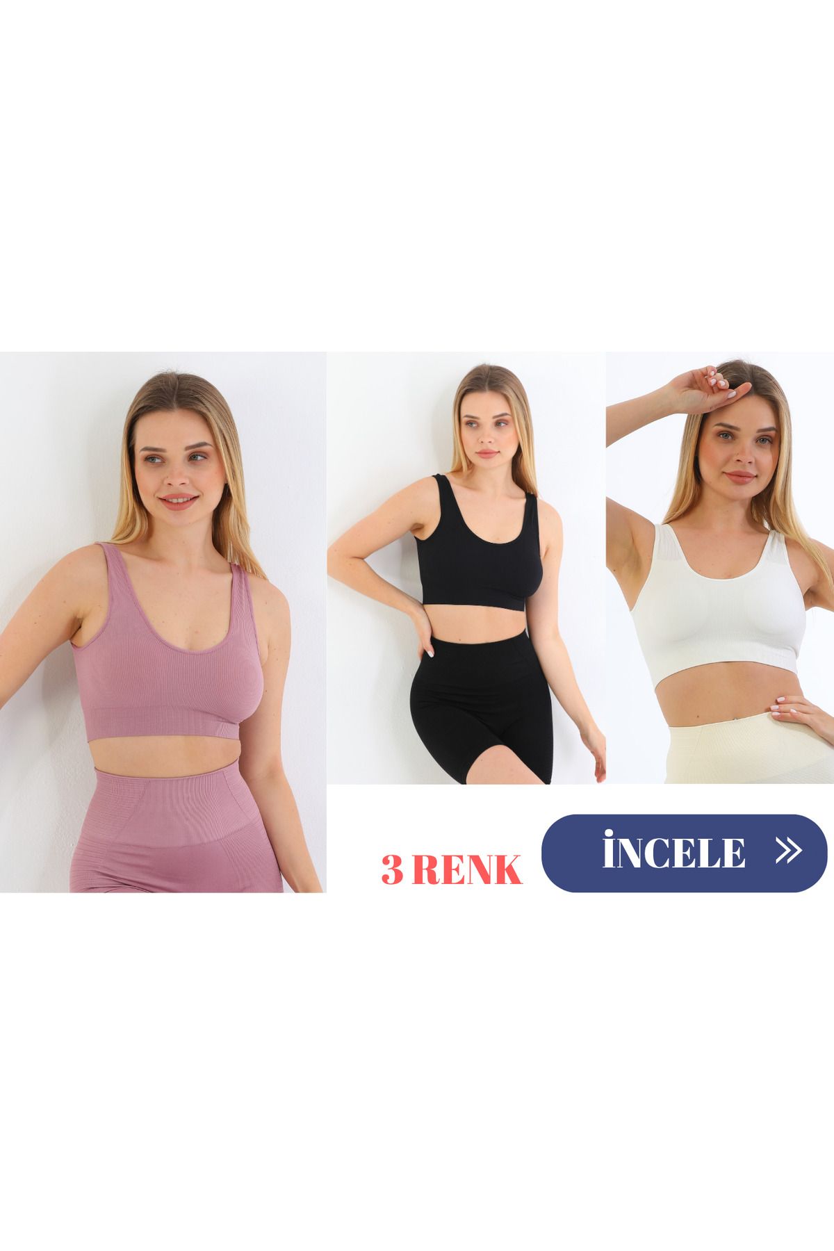 murays form angel 3 lü kadın kalın askılı pedli crop büstiyer