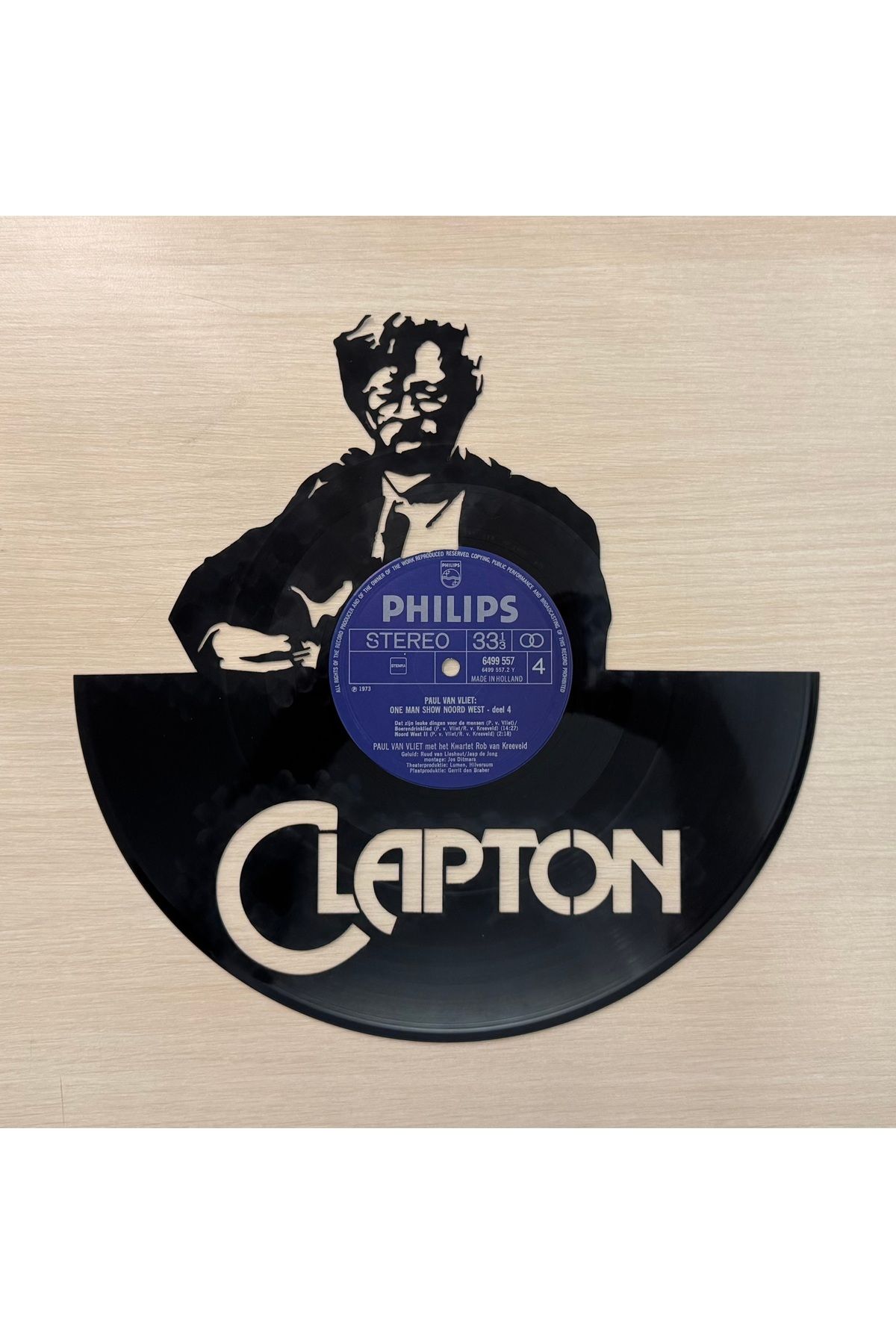 Bi' Dünya Wall Decor Eric Clapton - Gerçek Plaktan Lazer Kesim, Dekoratif Plak (LP) (DEKORLUKTUR, DİNLENEMEZ)