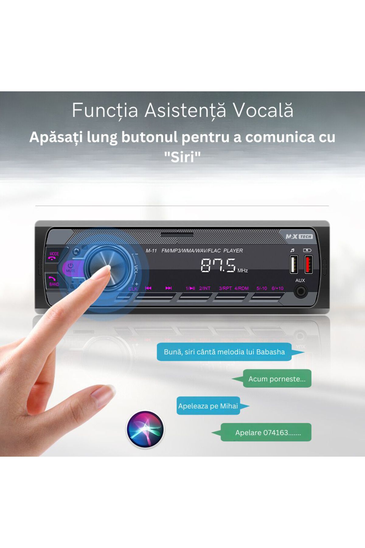 MaxTech-Radio mp3 Player, Car Cassette Player with Remote Control 1 Din, Bluetooth Functions, CardSD, 2x USB, Auxiliary 8