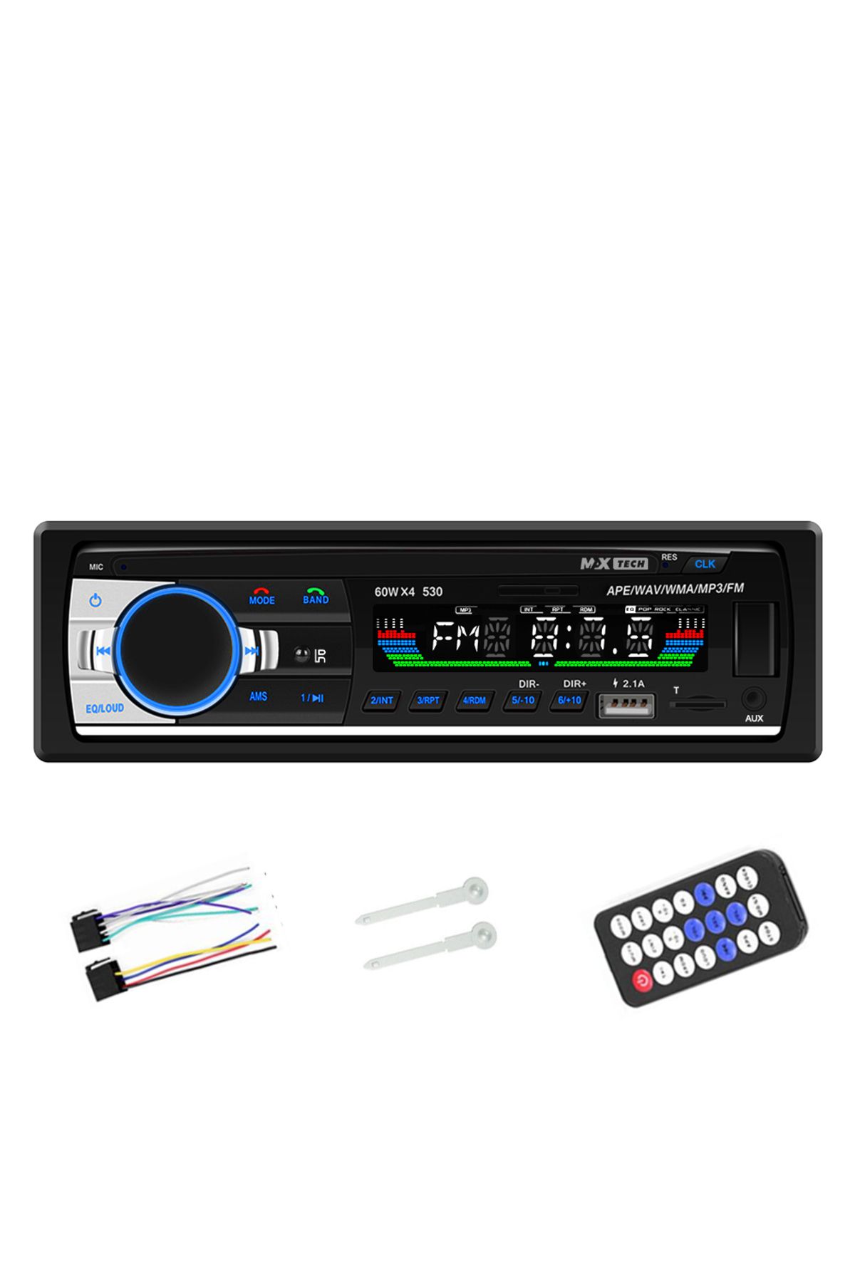 MaxTech-Radio mp3 Player, Car Cassette Player 4x60W with Remote Control, Bluetooth 5.0 Functions, CardSD, Dual USB, Aux 1