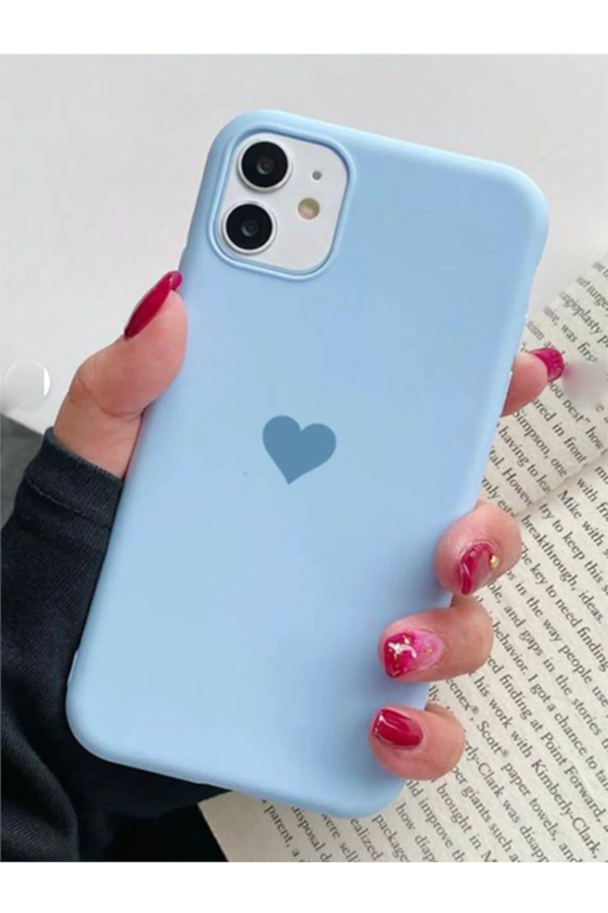 EXS Aksesuar Iphone 11 Bebe Mavi Kalp Uyumlu Içi Kadife Lansman Silikon Kılıf Kapak