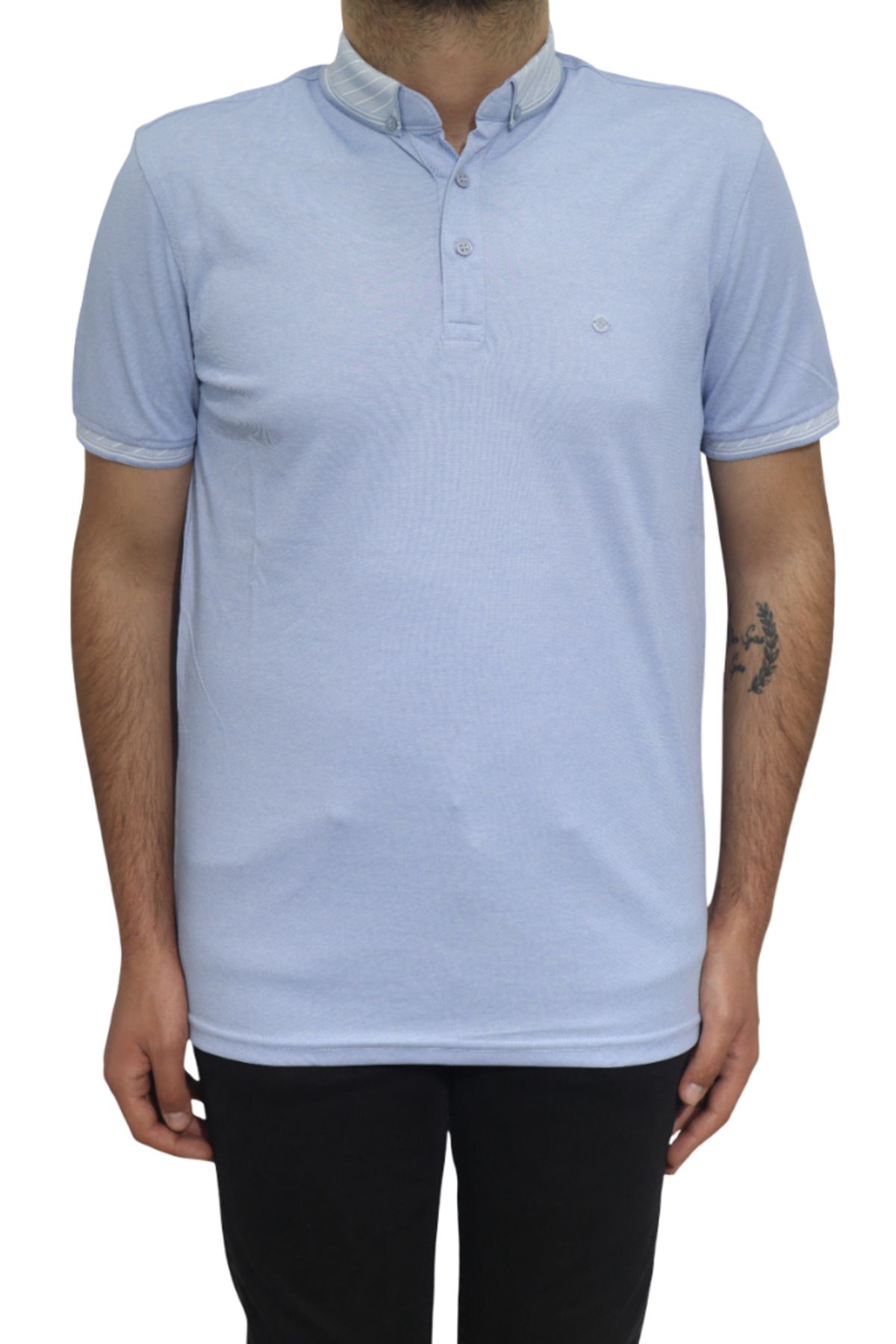 Özhürmet Triko Dmc Tekstil Erkek Mavi Düz Spor Kesim Normal Kalıp Polo Yaka T-Shirt