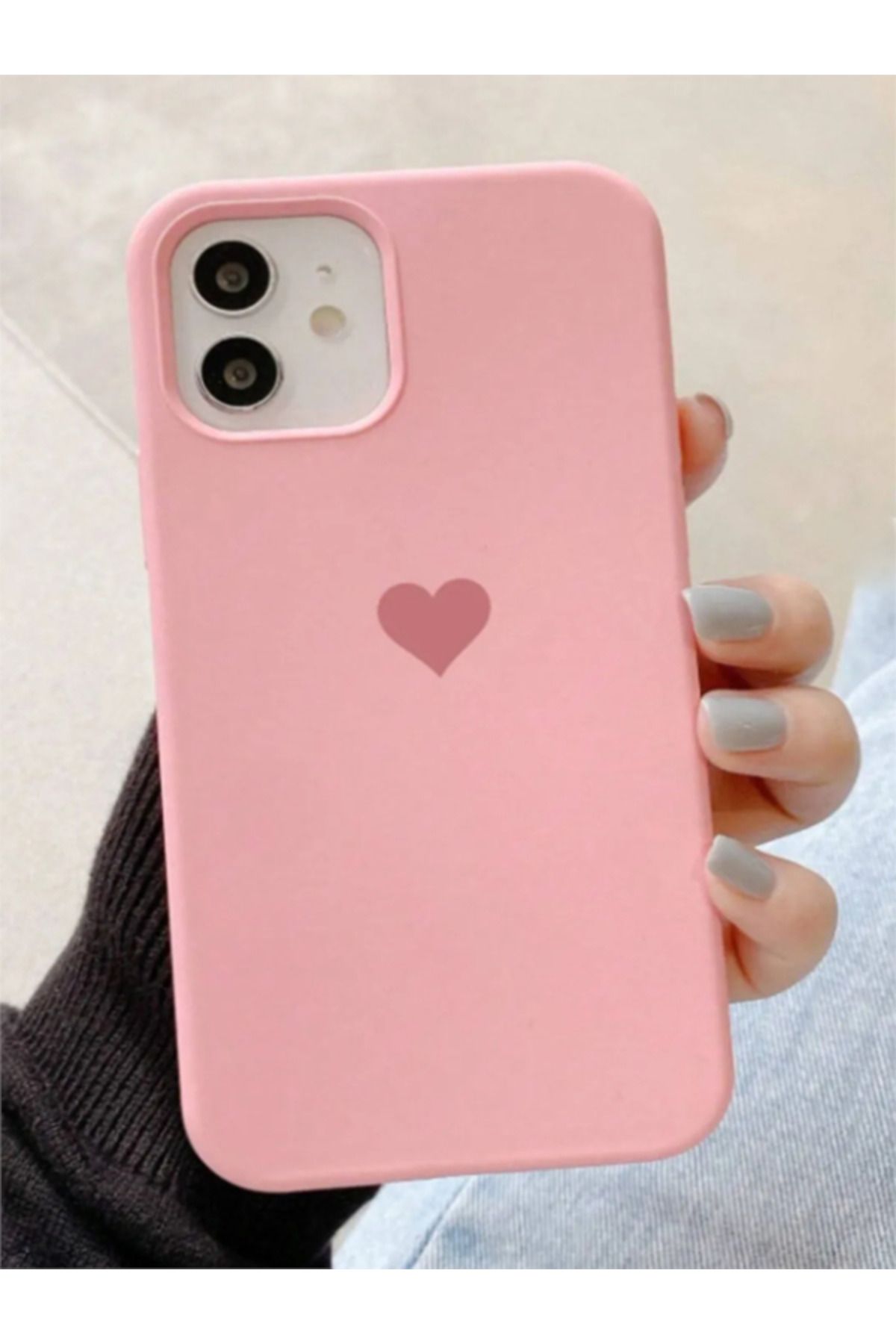 EXS Aksesuar Iphone 11 Şeker Pembe Kalp Uyumlu Içi Kadife Lansman Silikon Kılıf Kapak