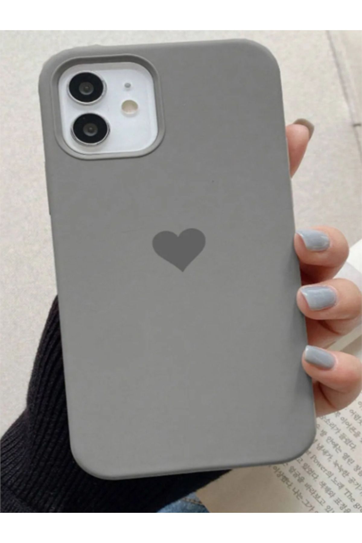EXS Aksesuar Iphone 11 Gri Kalp Uyumlu Içi Kadife Lansman Silikon Kılıf Kapak