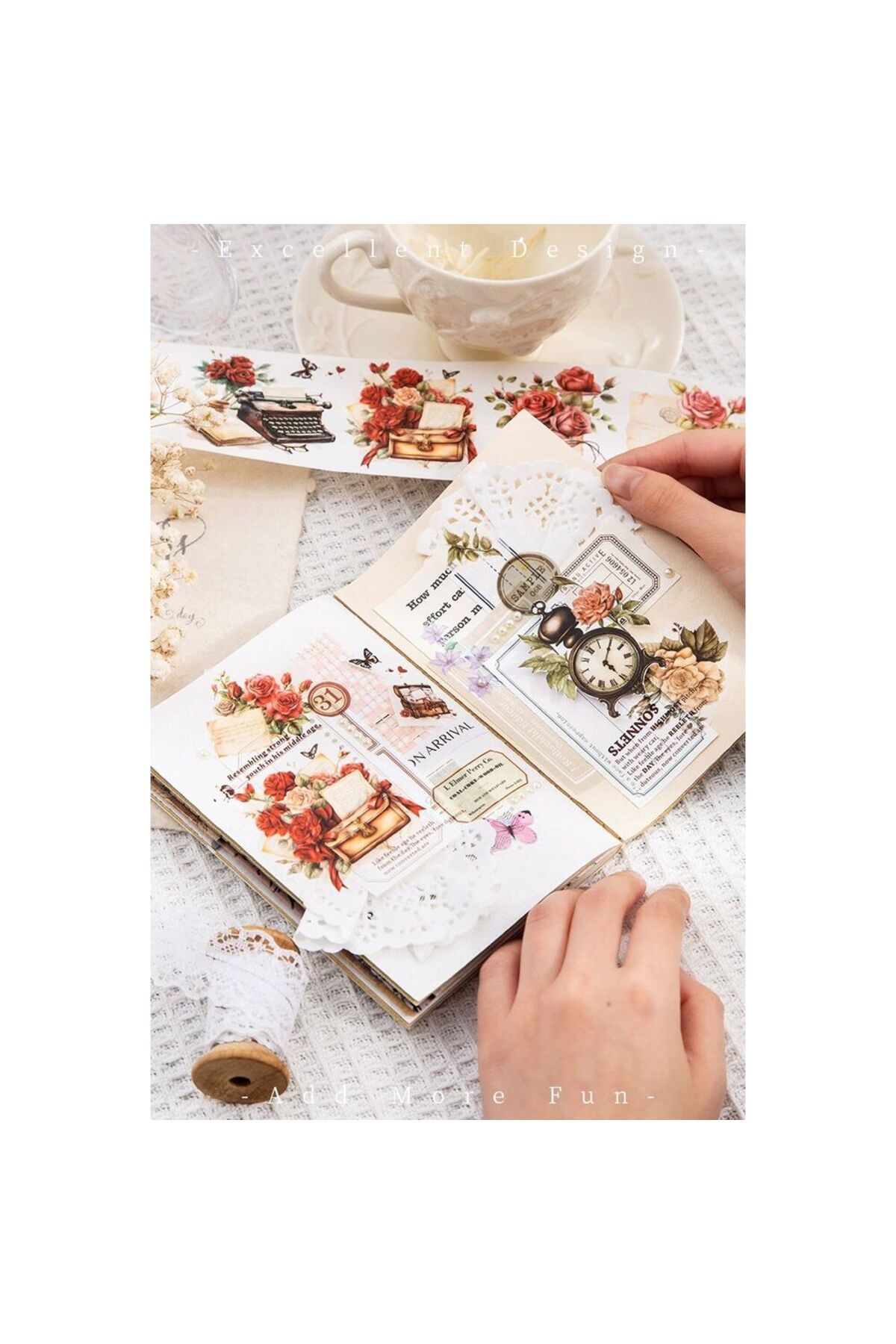 İthal-G15-2M Objects and Flower Washi Tape - Number : 1 5