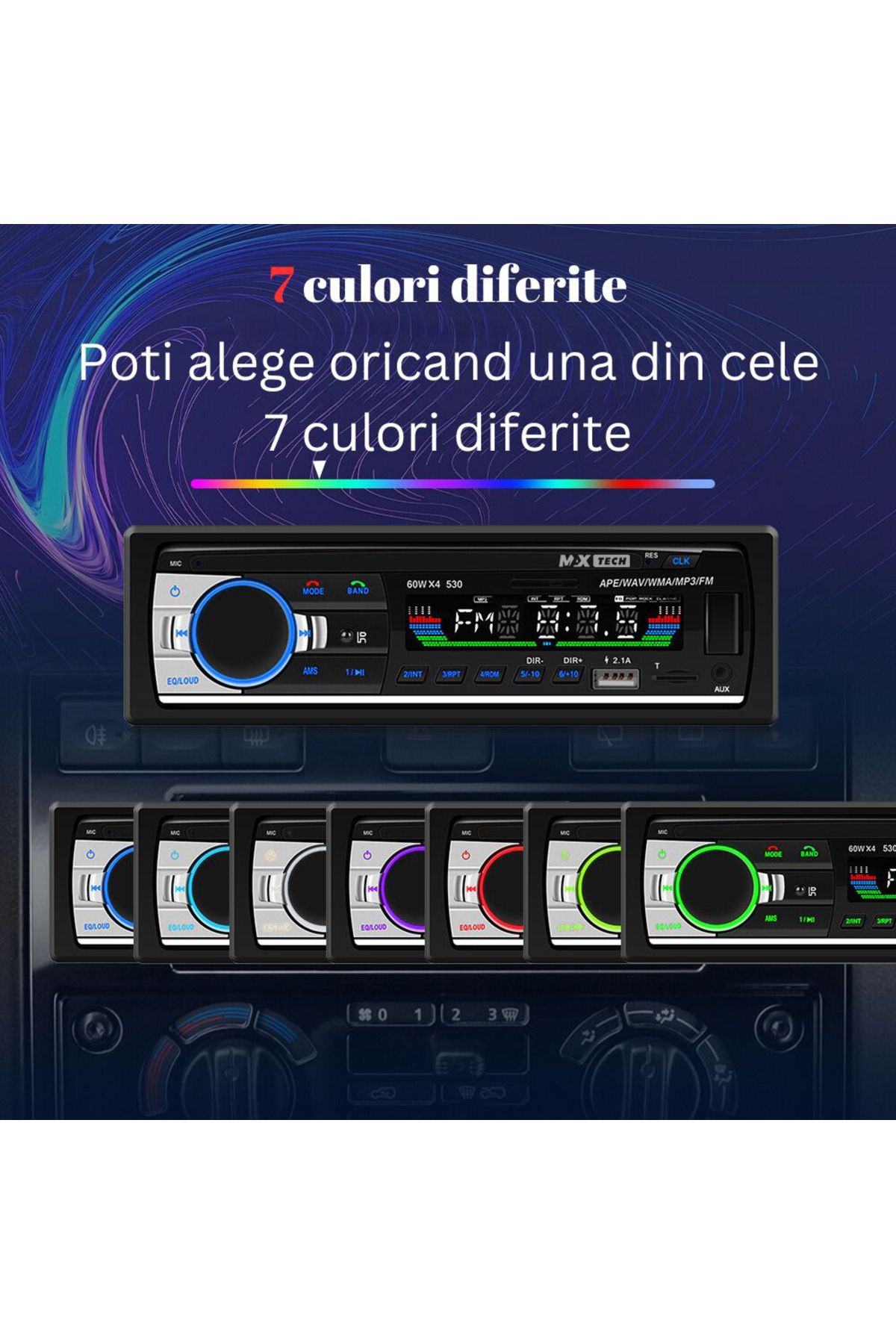 MaxTech-Radio mp3 Player, Car Cassette Player 4x60W with Remote Control, Bluetooth 5.0 Functions, CardSD, Dual USB, Aux 2